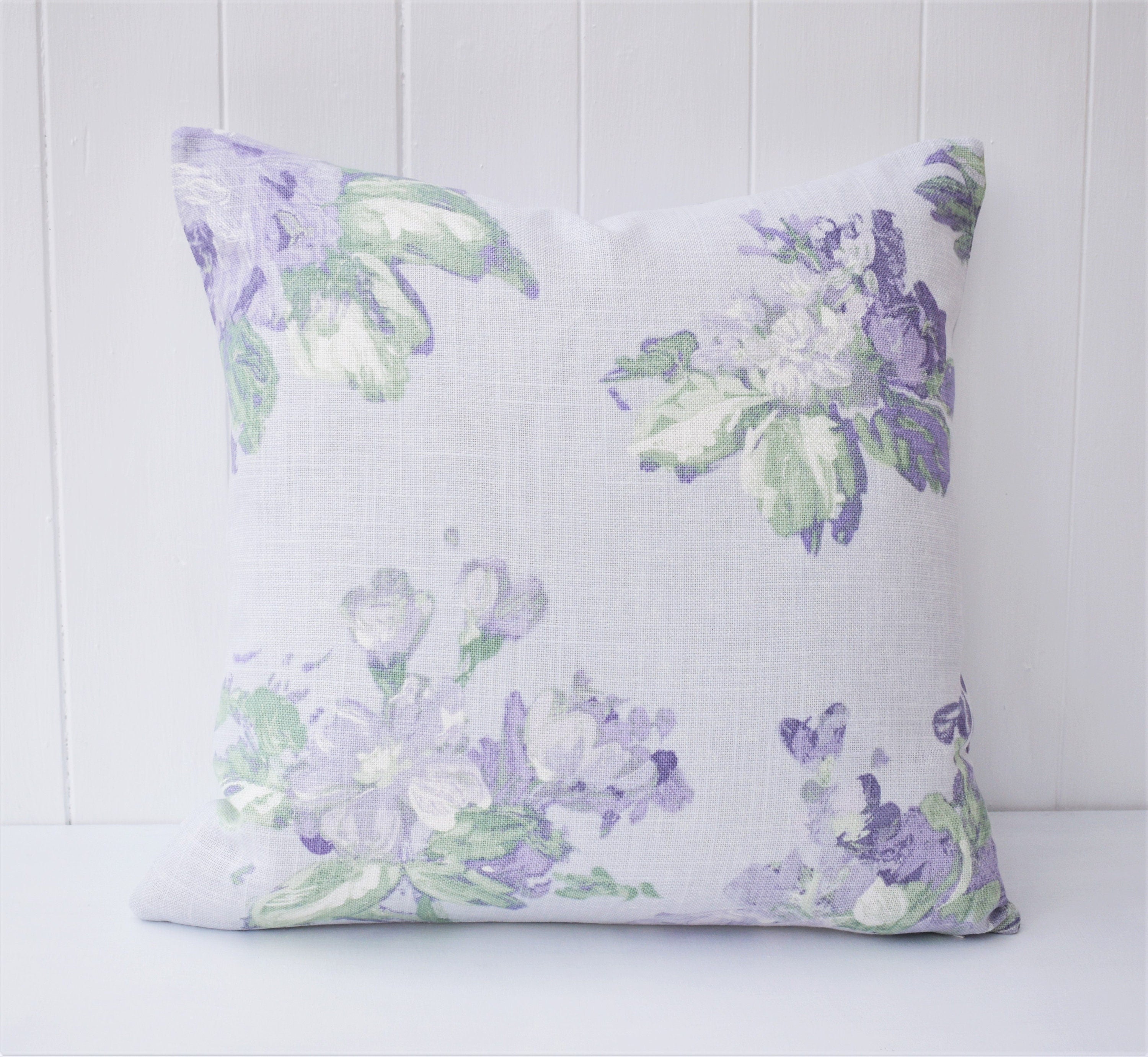 Laura Ashley Violetta Floral Cushion : Handmade Purple Pillow with Zip Closure