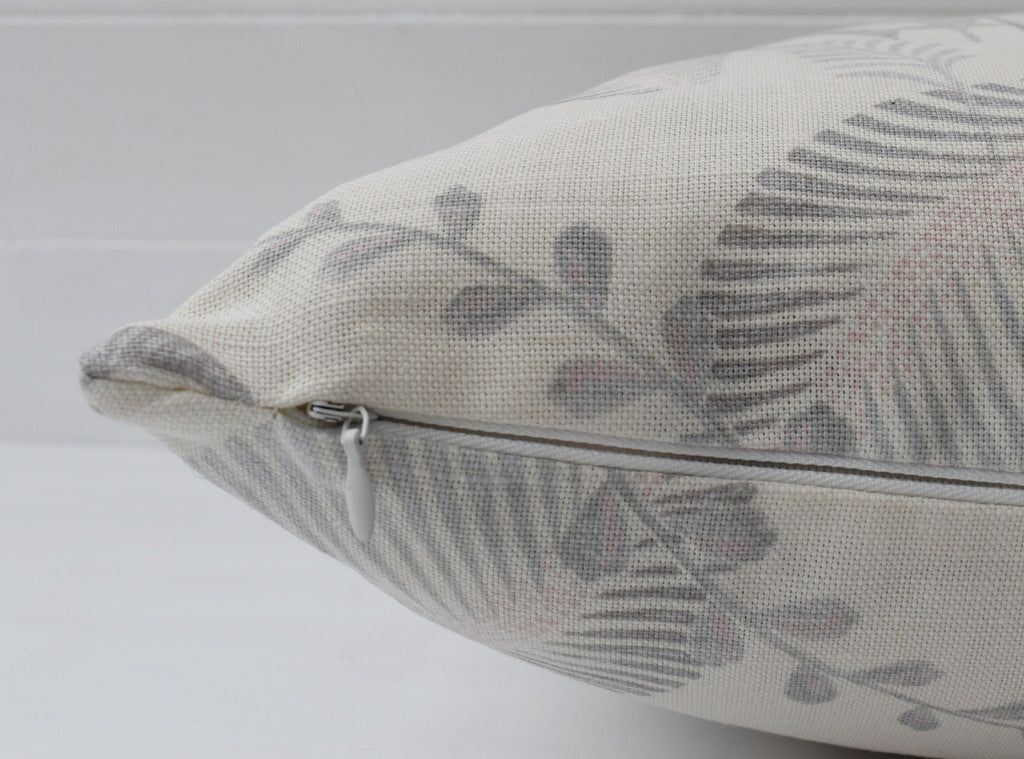 Laura Ashley Floral Cushion : Handmade in Palms Silver with Zip Closure