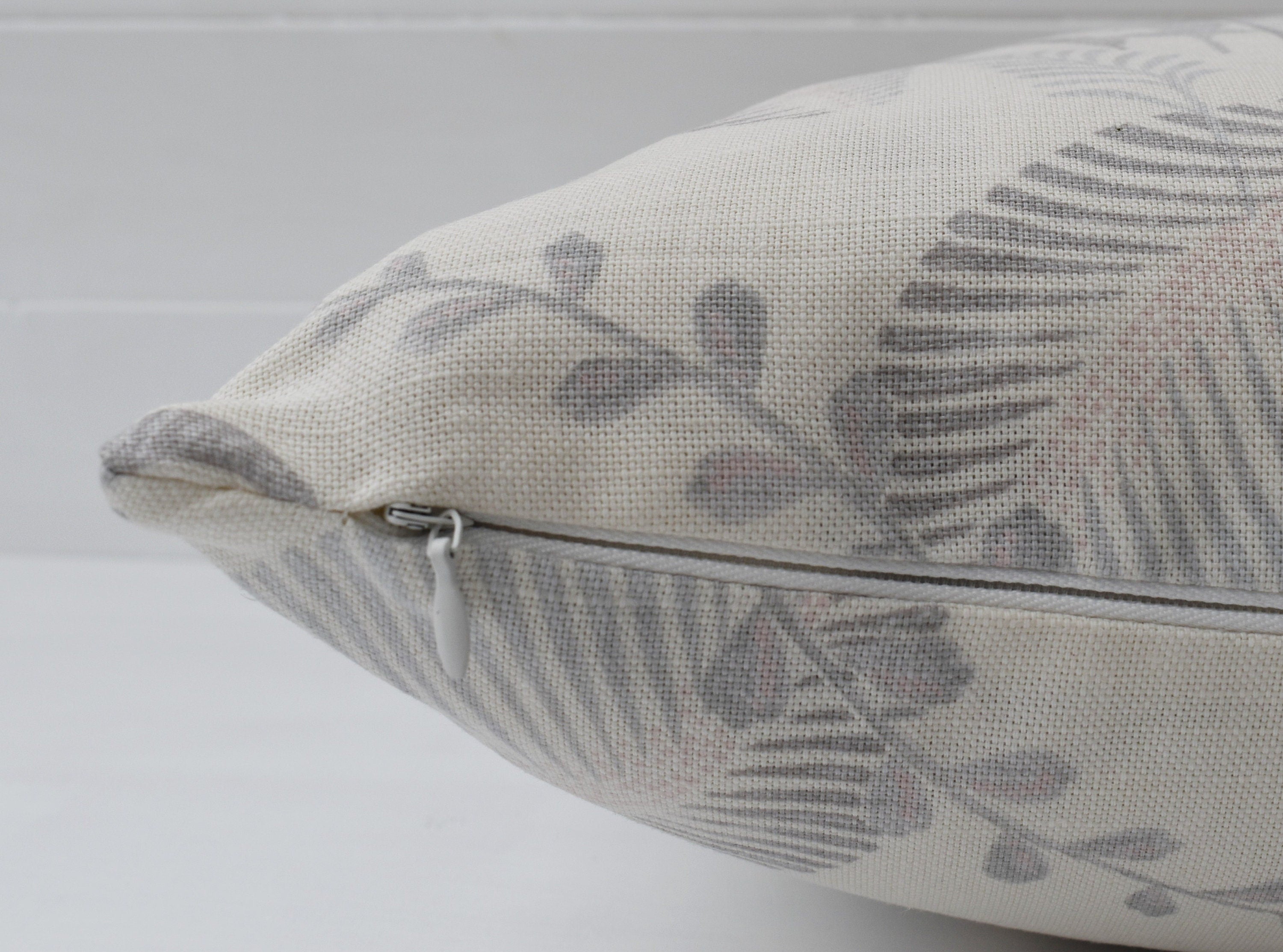 Laura Ashley Floral Cushion : Handmade in Palms Silver with Zip Closure
