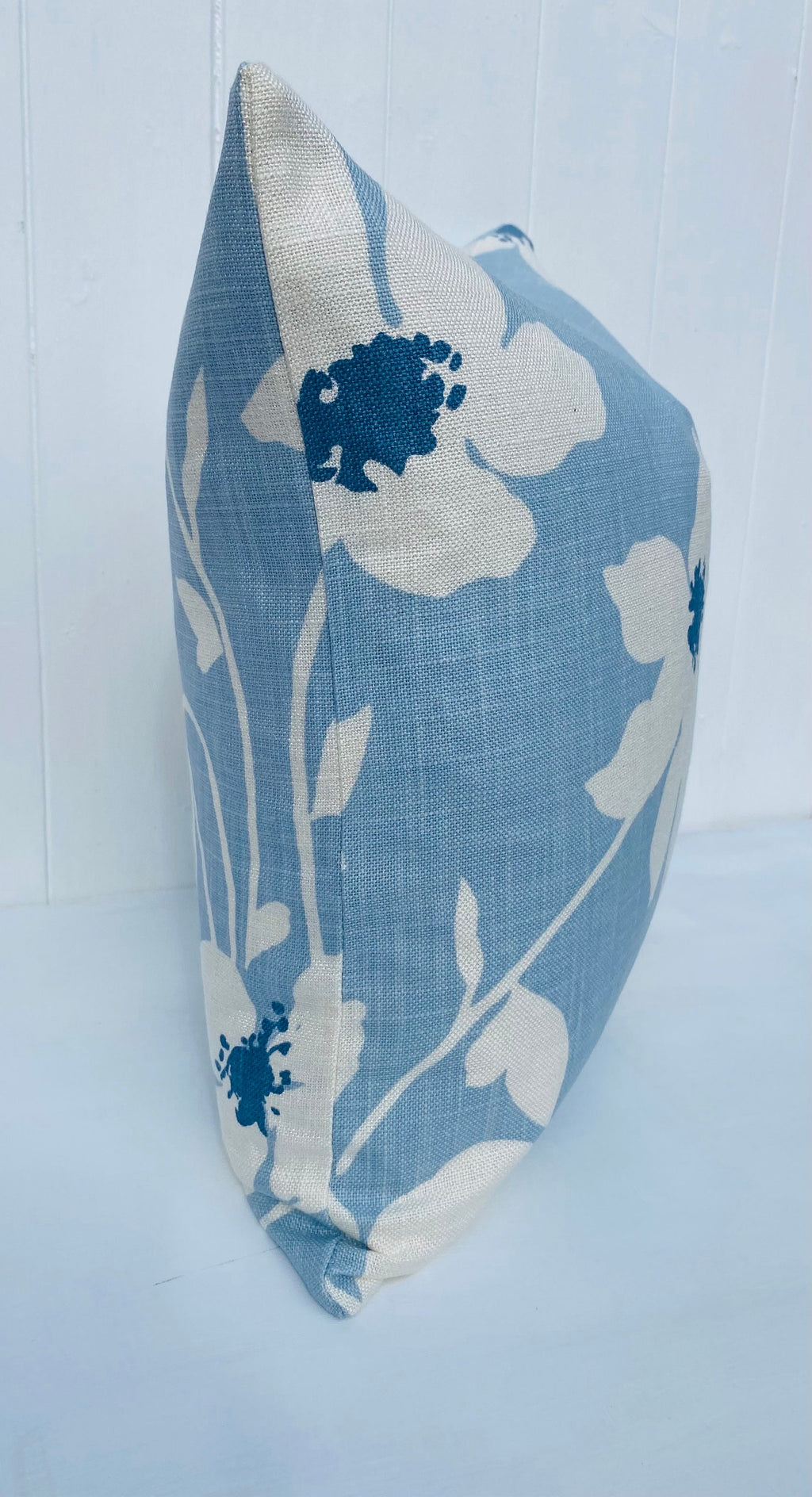 Laura Ashley Simone Seaspray Cushion, Blue Floral Fabric both sides, Handmade with a Zip Fastening, 16"