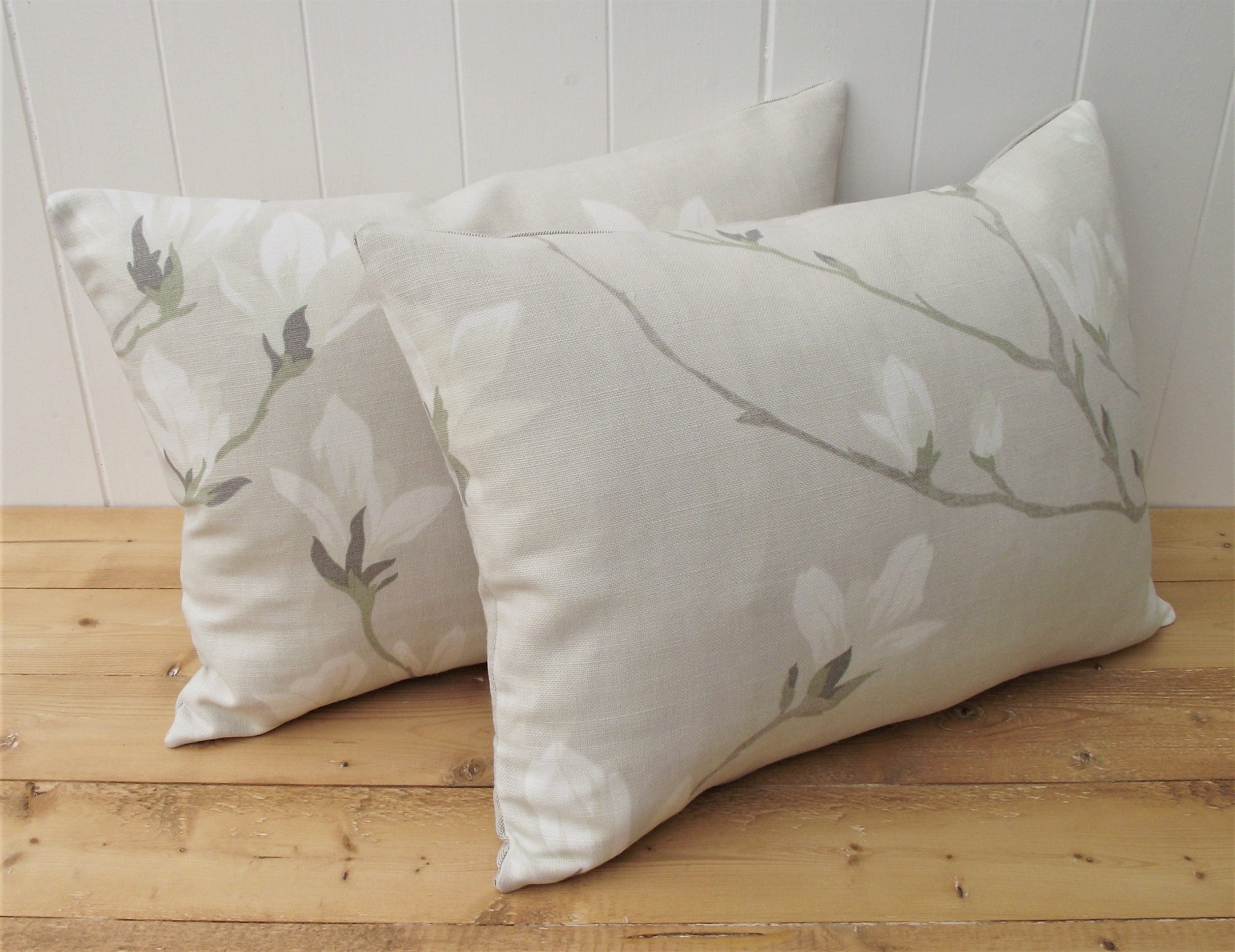 Handmade Laura Ashley Magnolia Grove Natural Cushion : Austen Natural on reverse with Zip Fastening 16"