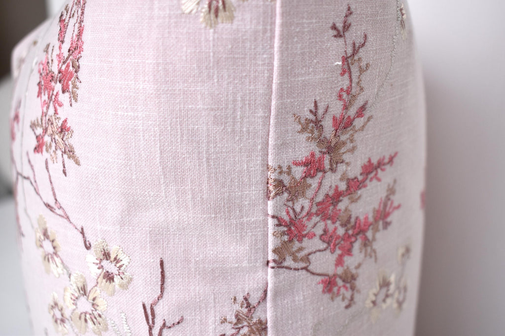 Laura Ashley Oriental Blossom Blush Pink Embroidered Cushion, Hand made with a zip fastening 16"