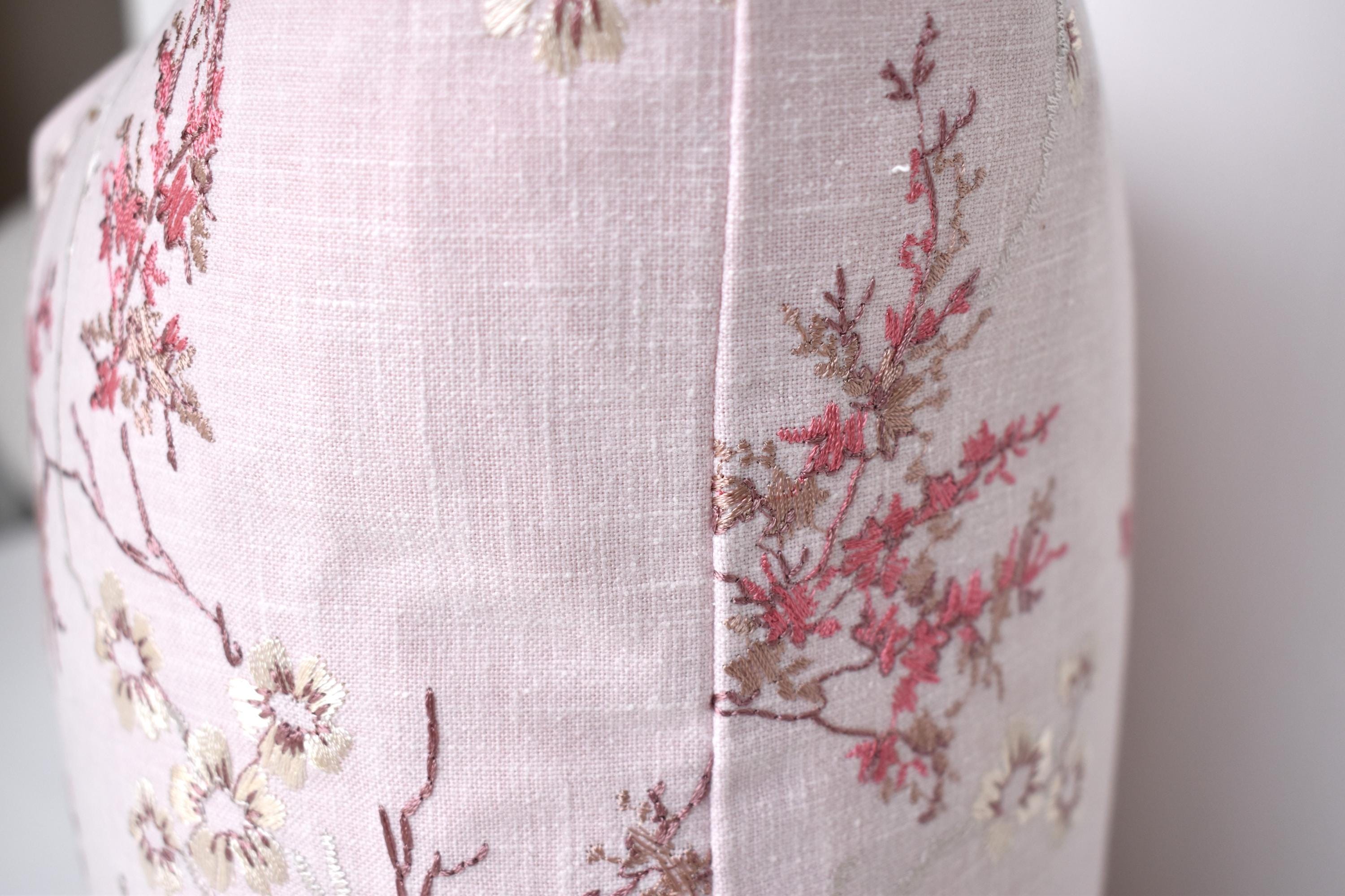Laura Ashley Oriental Blossom Blush Pink Embroidered Cushion, Hand made with a zip fastening 16"