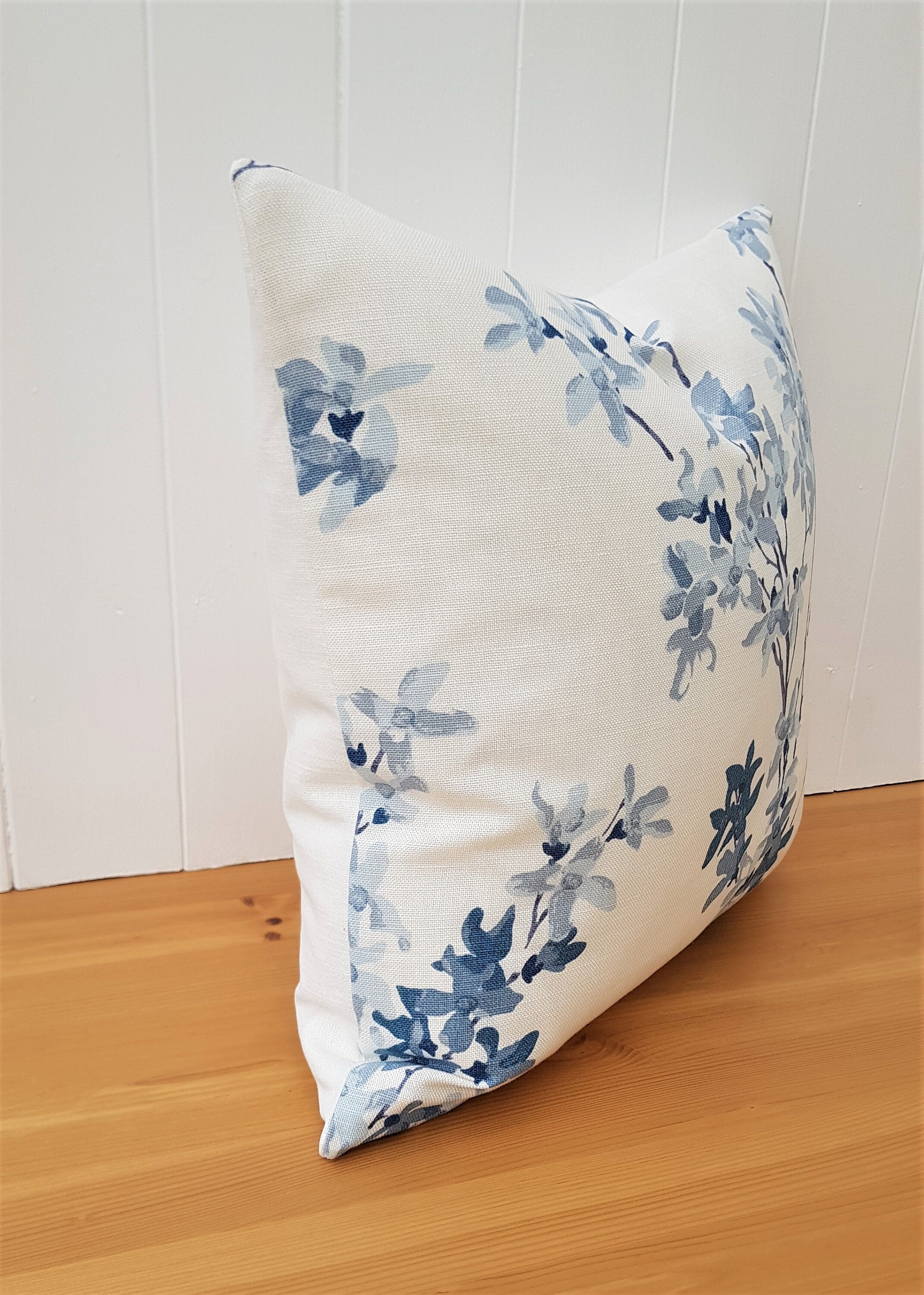 Laura Ashley Forsythia Seapray Blue Cushion, Handmade with a Zip Fastening