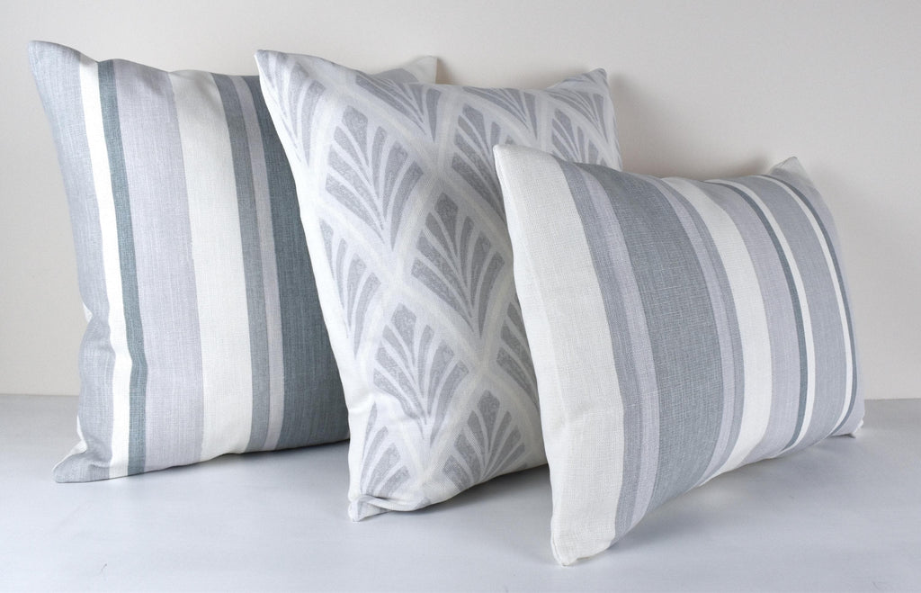 Handmade Laura Ashley Awning Stripe Slate Grey Cushion