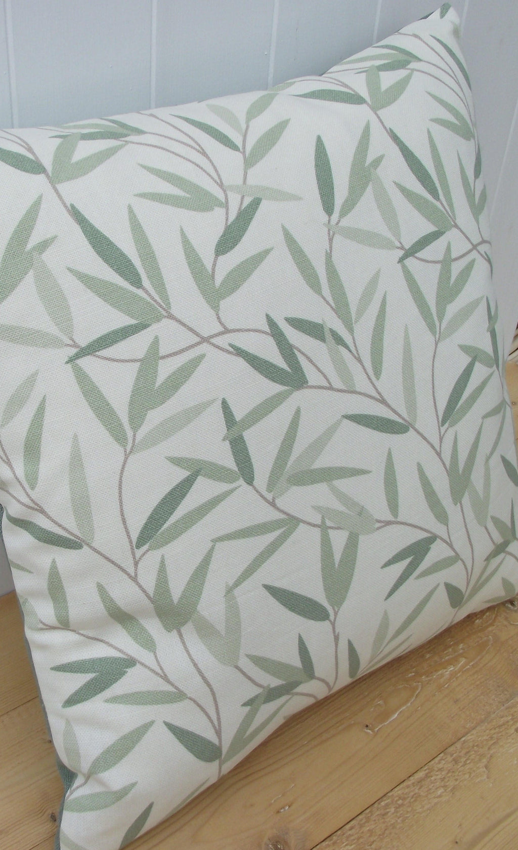 Laura Ashley Green Willow Leaf Cushion : Willow on both sides, Handmade with a Zip Fastening