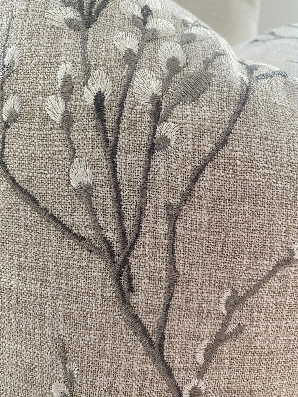Laura Ashley Pussy Willow Embroidered Steel Grey Cushion, Handmade with a Zip Fastening