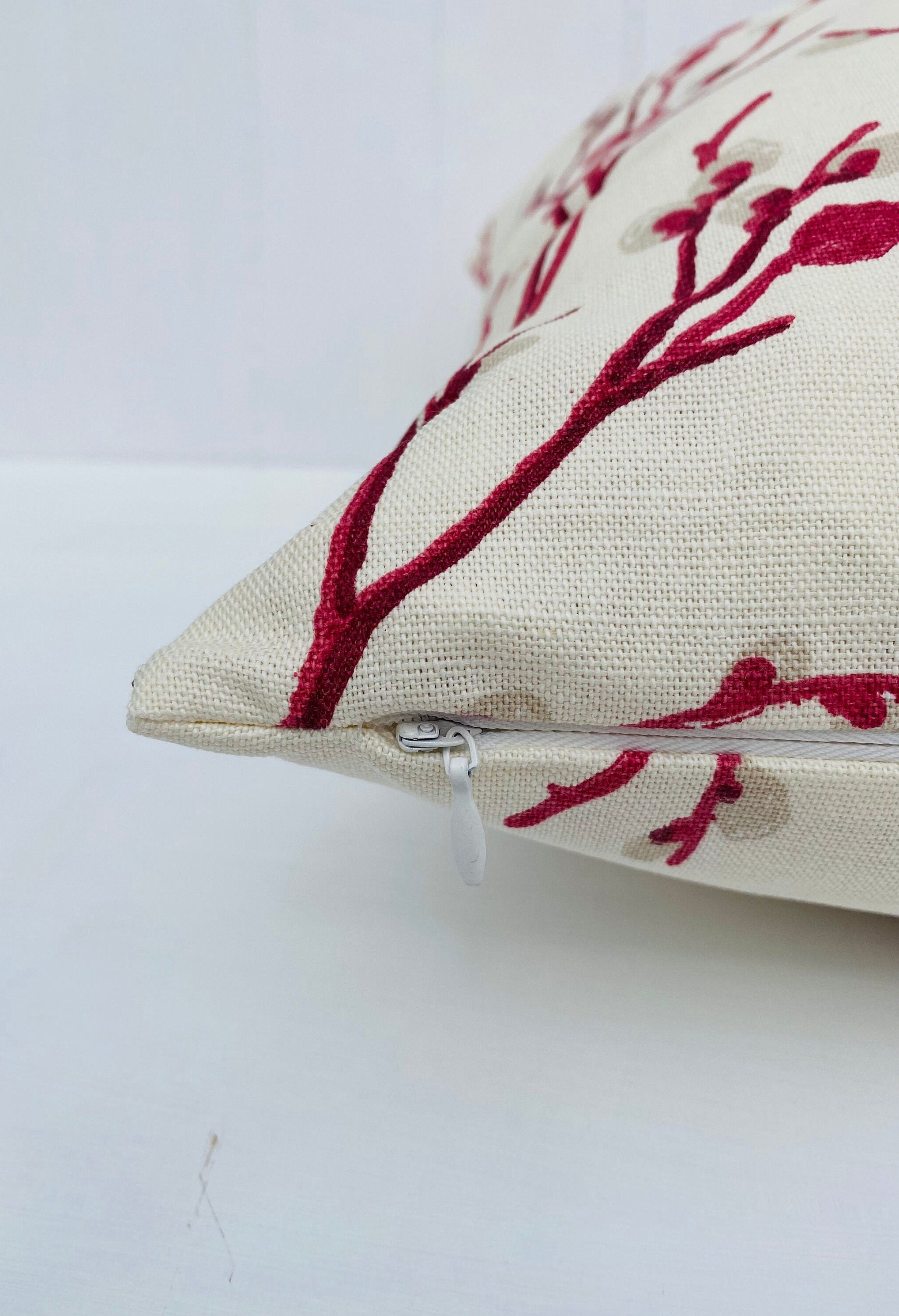 Laura Ashley Cranberry Pussy Willow Cushion, Same Fabric on both sides, Handmade with a Zip Fastening