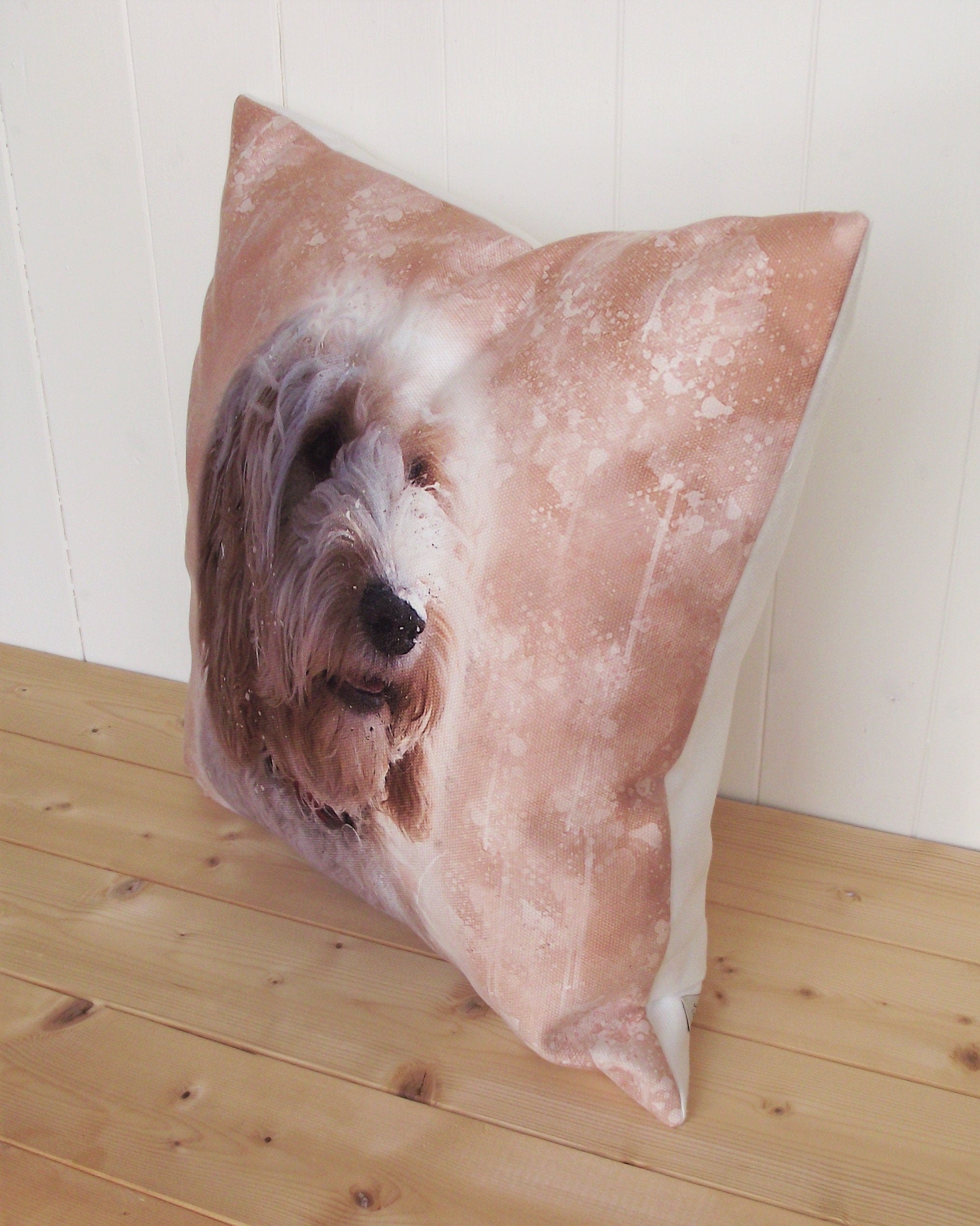 Cockapoo Dog Cushion : Watercolor Splatter Art Pillow, Choice of Cover Only or Cover + Pad