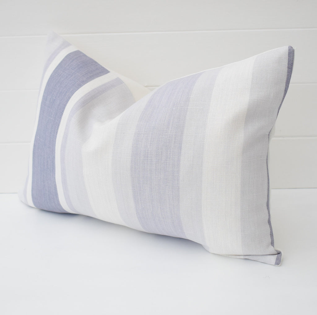 Handmade Laura Ashley Purple Stripe Cushion: Pale Iris Pillow with Zip Closure