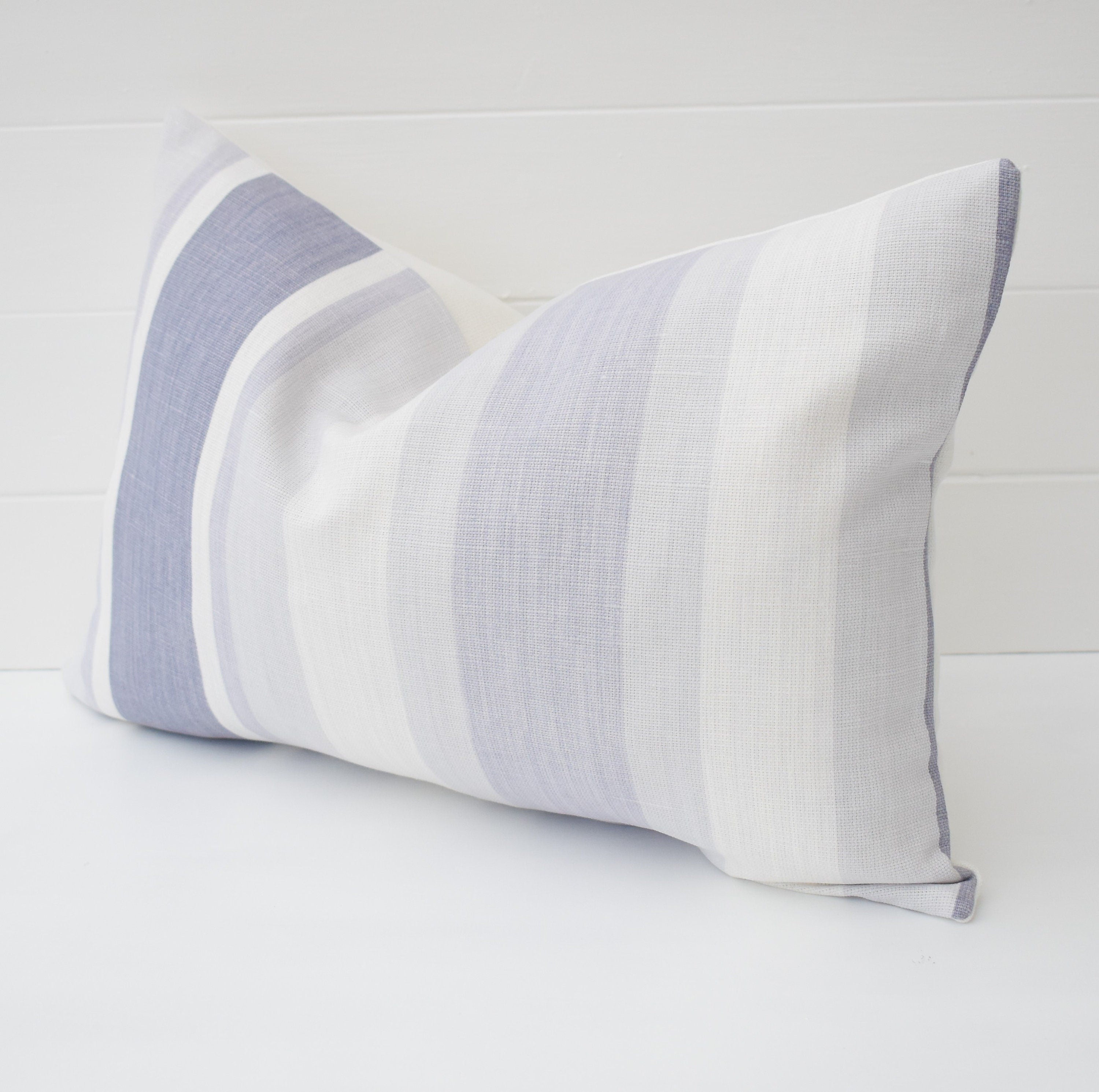 Handmade Laura Ashley Purple Stripe Cushion: Pale Iris Pillow with Zip Closure