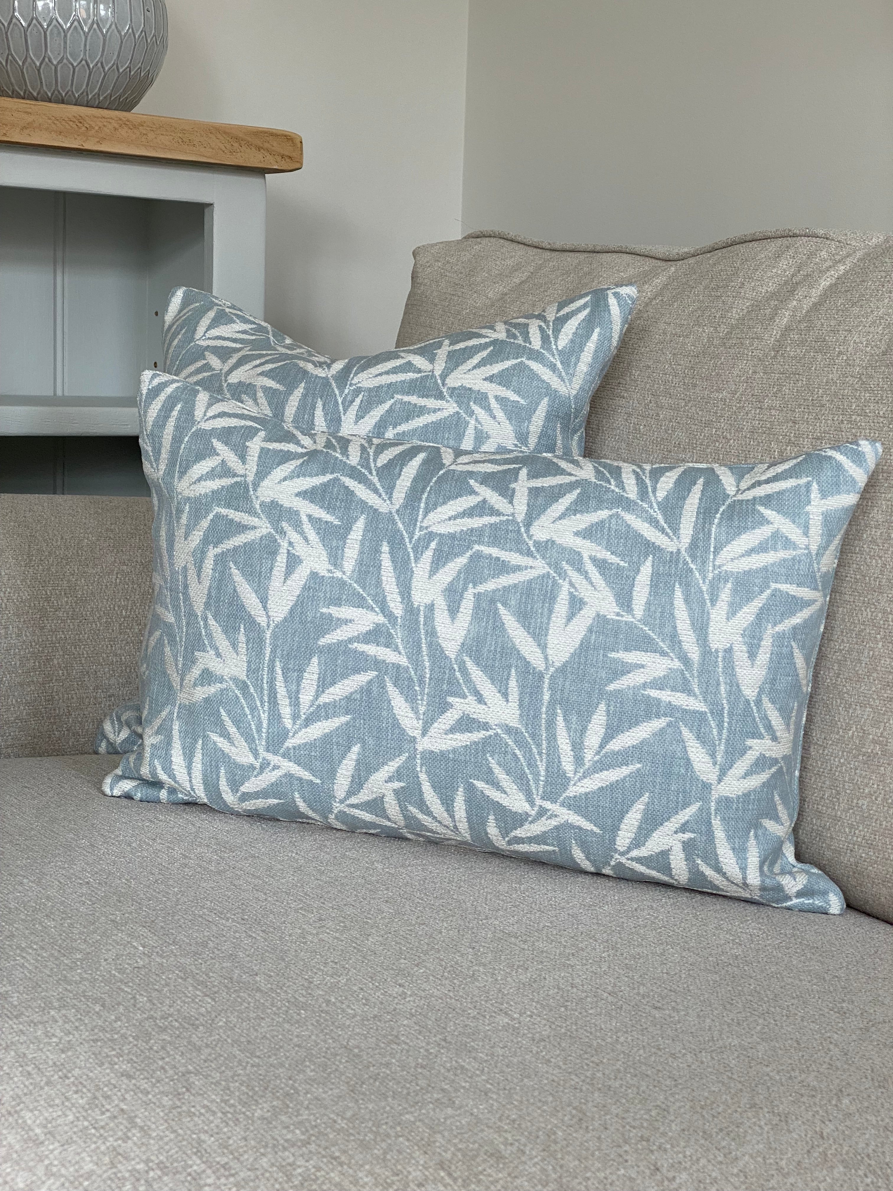 Laura Ashley Willow Leaf Seaspray Cushion, Handmade in soft Chenille Fabric