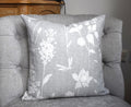 Laura Ashley Grey Dragonfly Cushion, Dragonfly Garden Steel on both sides with a zip fastening.