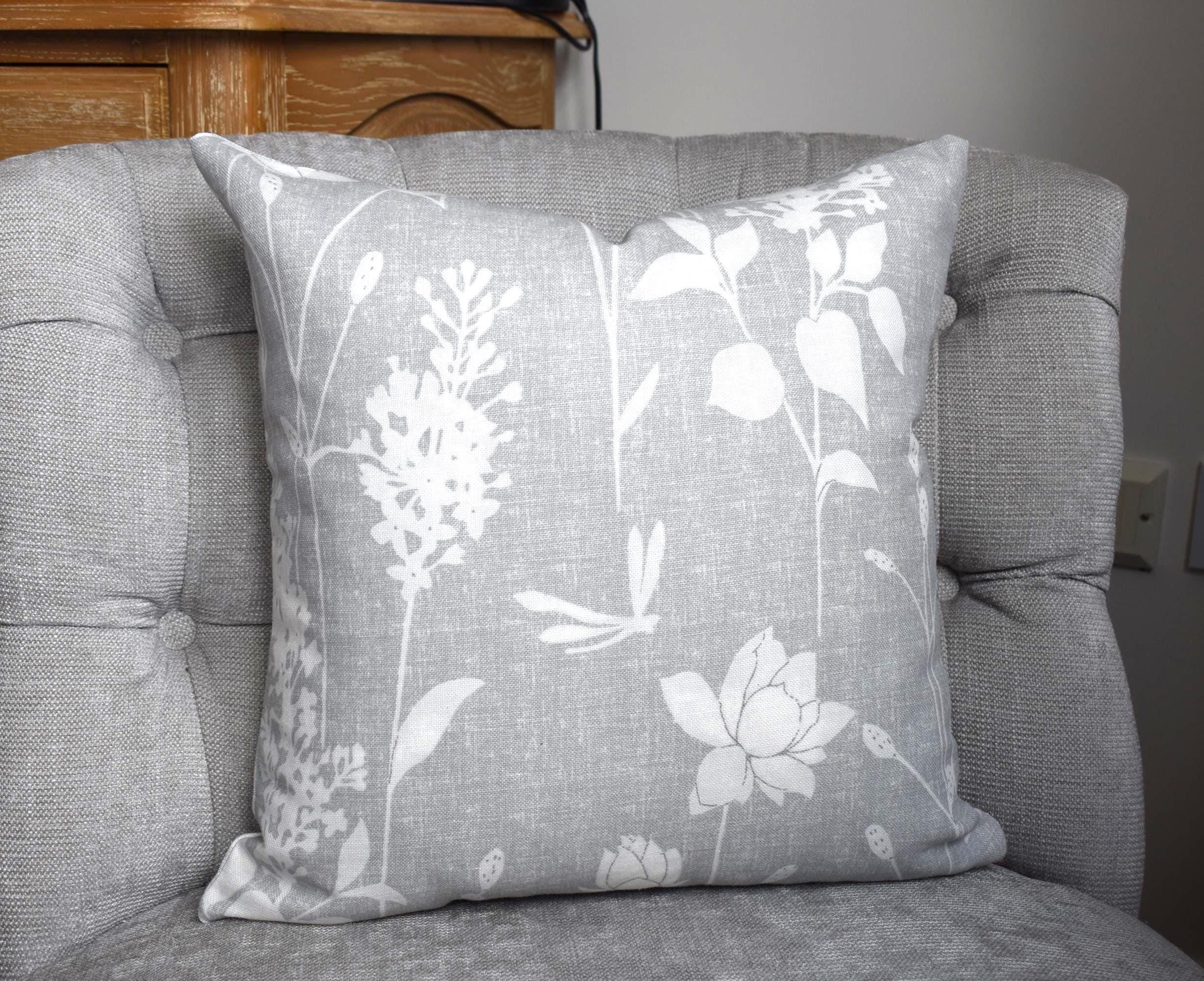 Laura Ashley Grey Dragonfly Cushion, Dragonfly Garden Steel on both sides with a zip fastening.