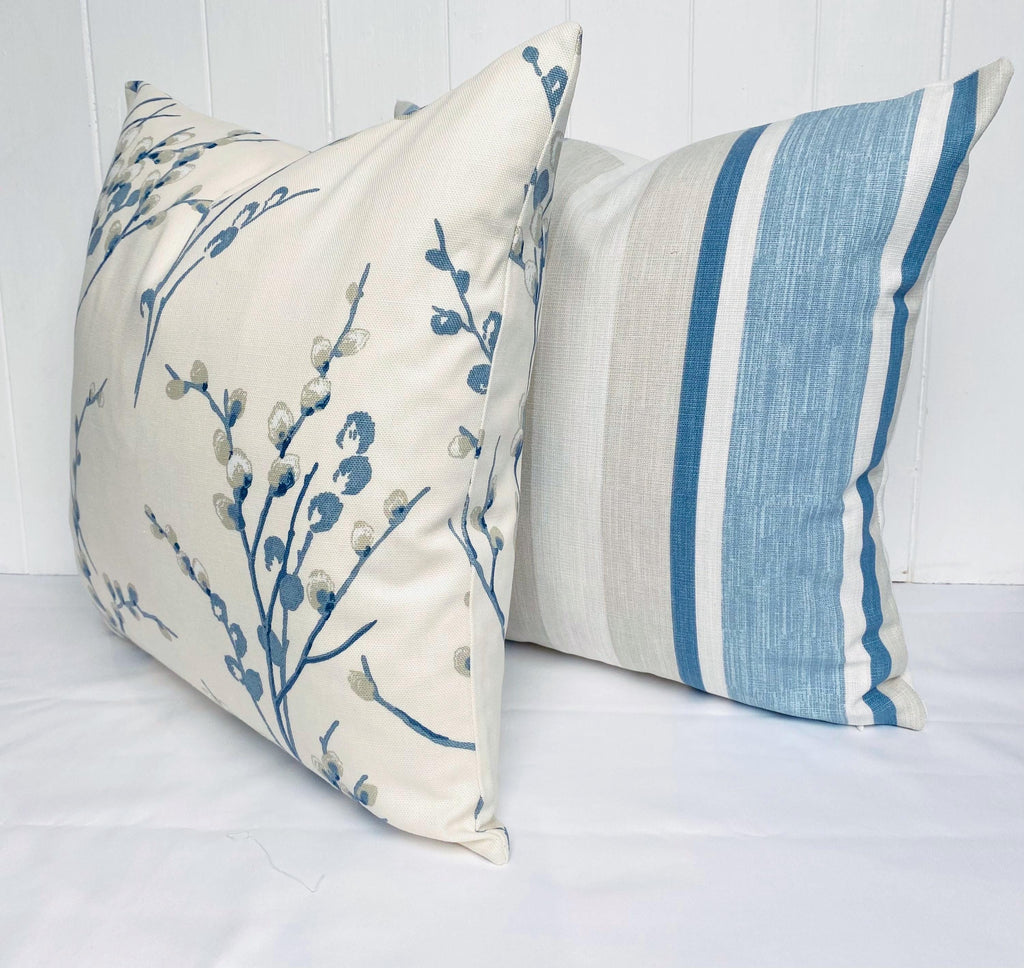 Laura Ashley Pussy Willow Blue Seaspray Cushion : Handmade with a Zip Fastening