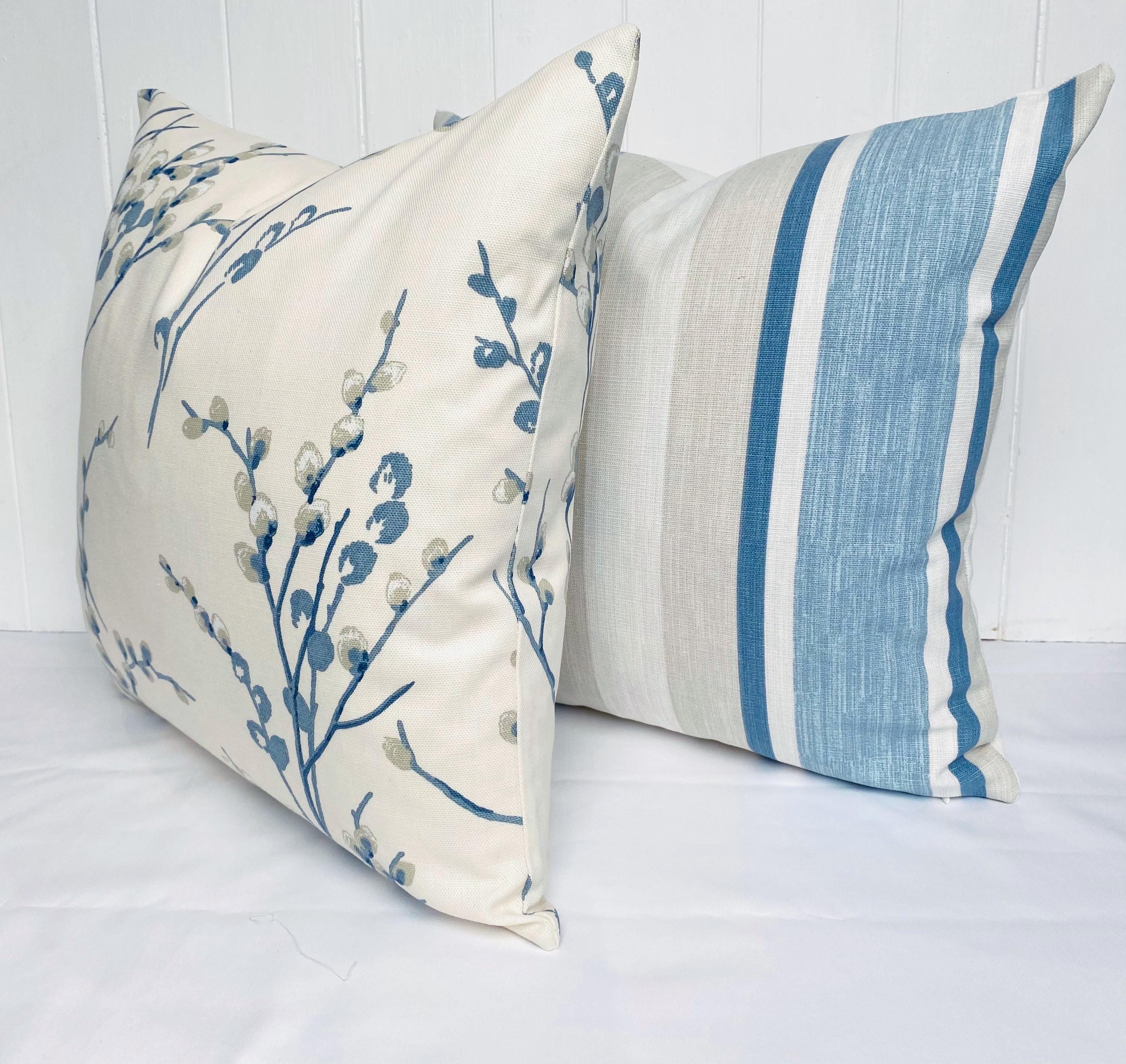 Laura Ashley Pussy Willow Blue Seaspray Cushion : Handmade with a Zip Fastening