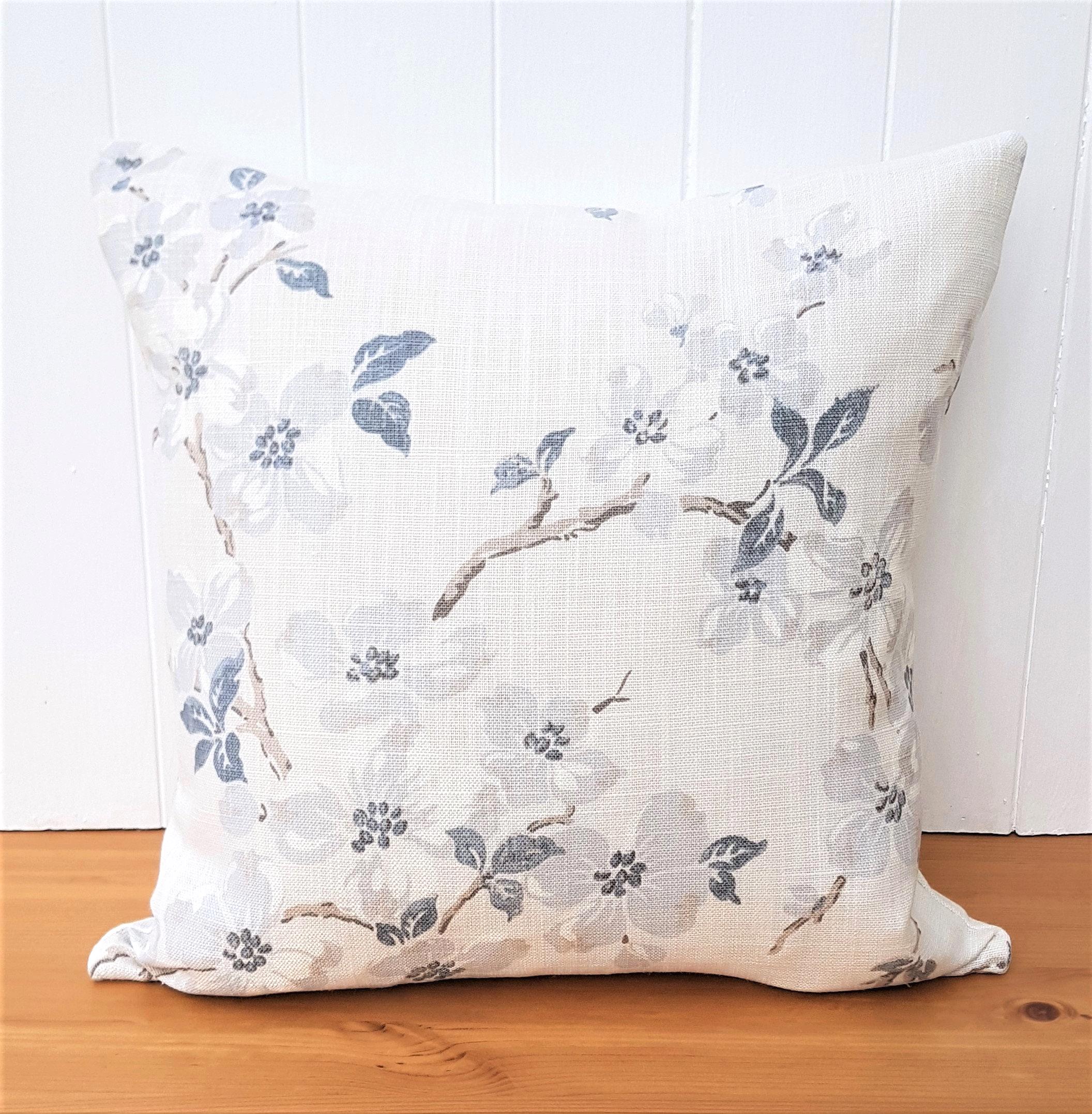 Handmade Laura Ashley Floral Cushion : Grey Silver Iona Linen