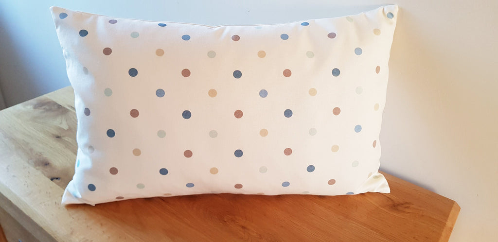 Handmade Polka Dot Cushion: Duck Egg Blue Decorative Pillow