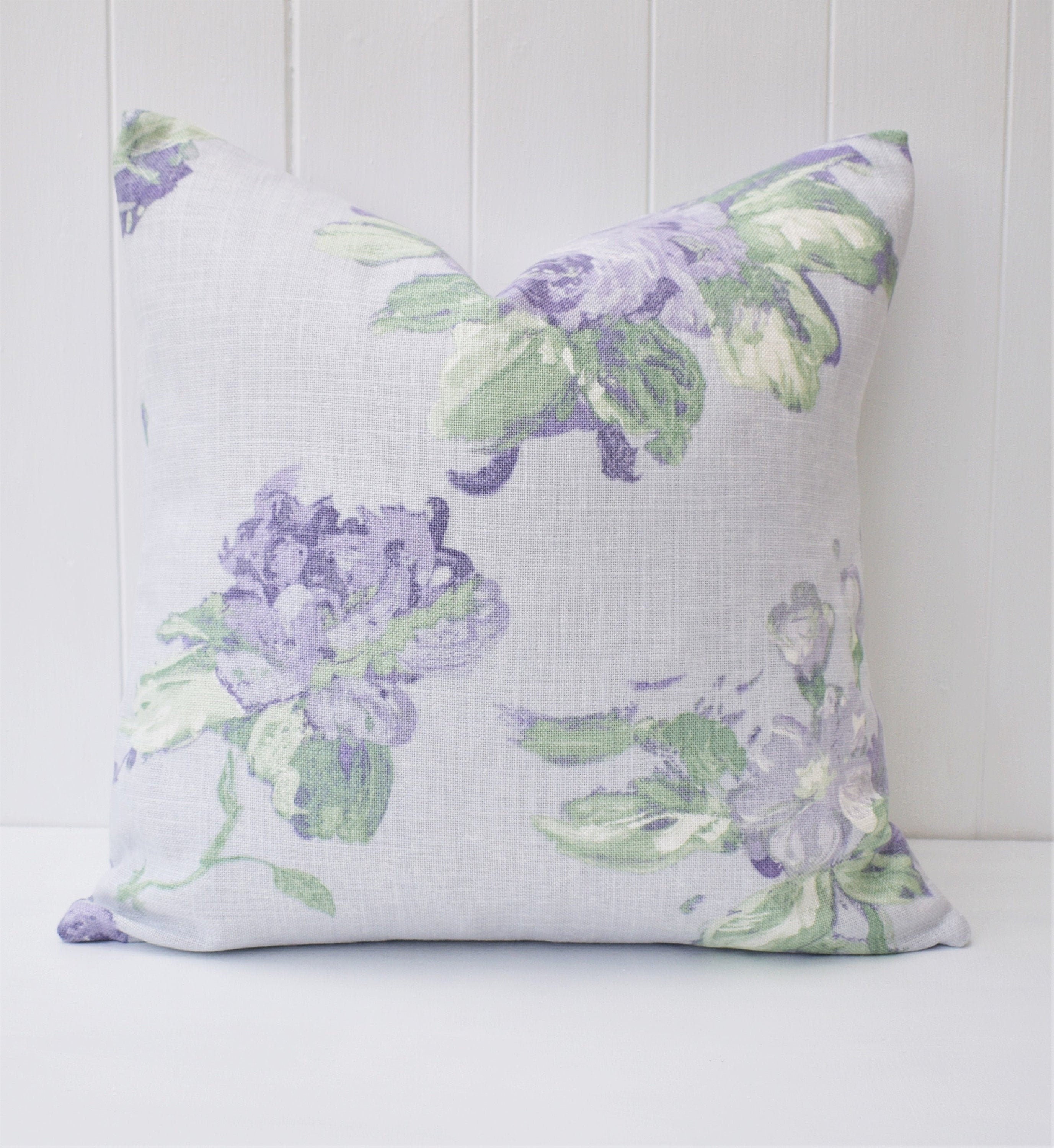 Handmade Laura Ashley Purple Floral Cushion : Purple Violetta on both sides 16"