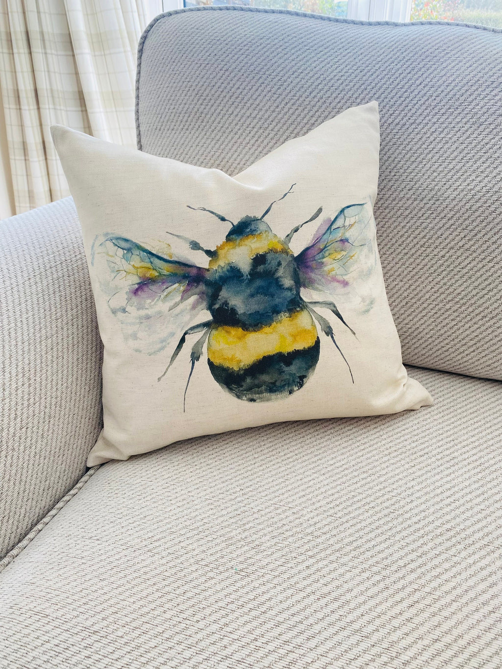 Voyage Maison Bee Cushion, Handmade and backed with Organic Cotton Fabric with a zip fastening
