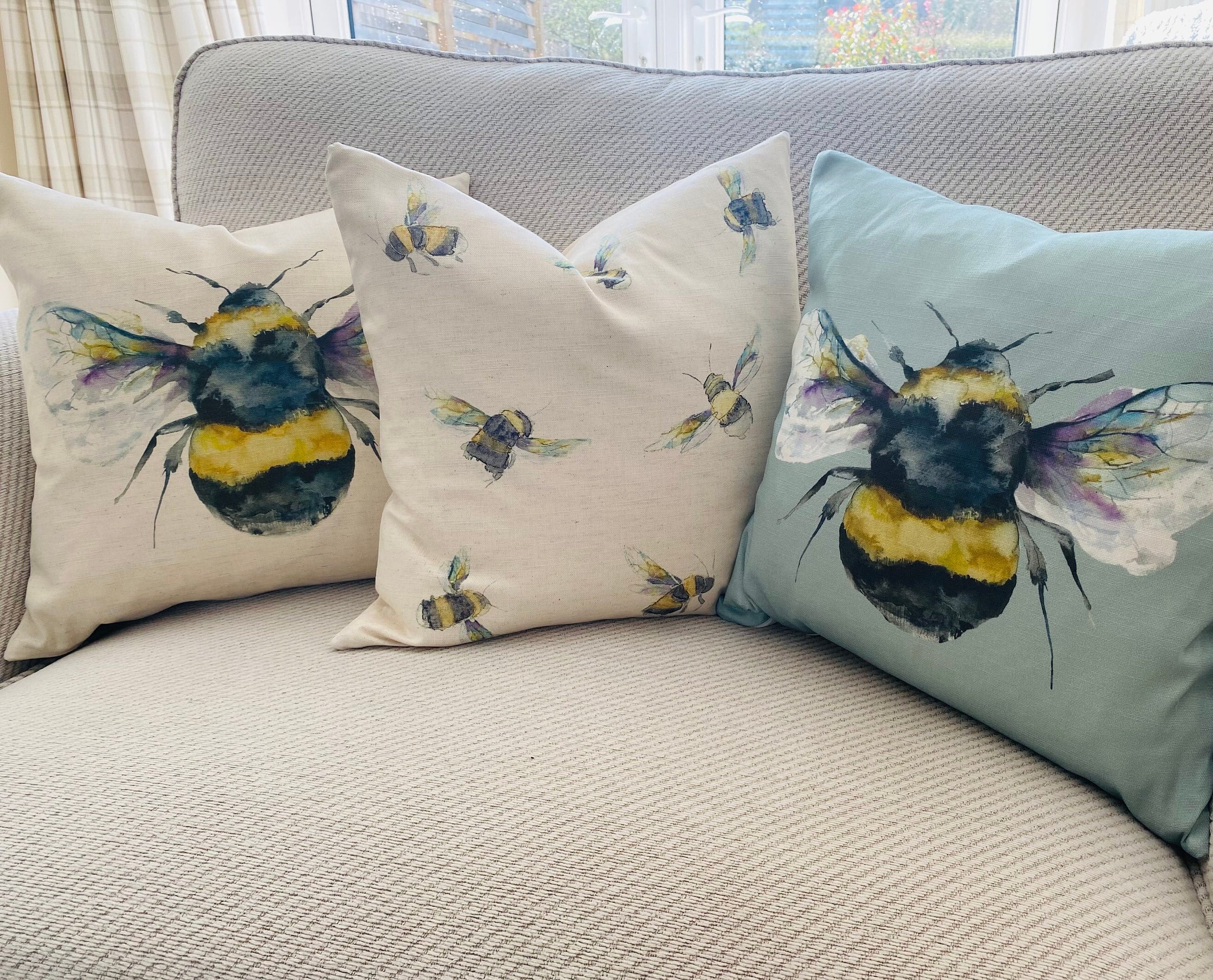 Voyage Maison Bee Cushion, Handmade and backed with Organic Cotton Fabric with a zip fastening