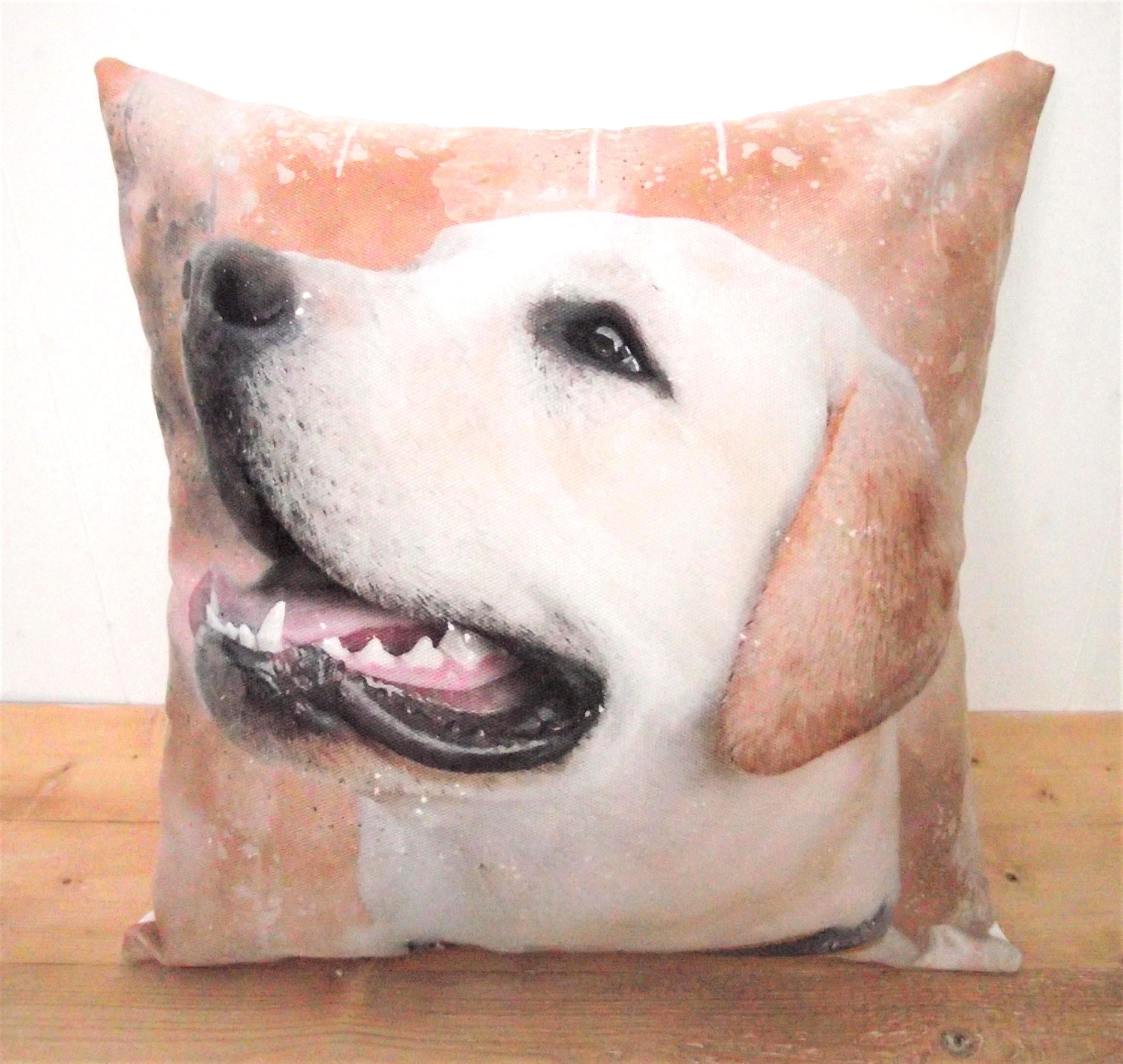 Golden Labrador Pillow, Watercolor Dog Cushion, UK Artist Cushion, Cover only or Cover + Pad