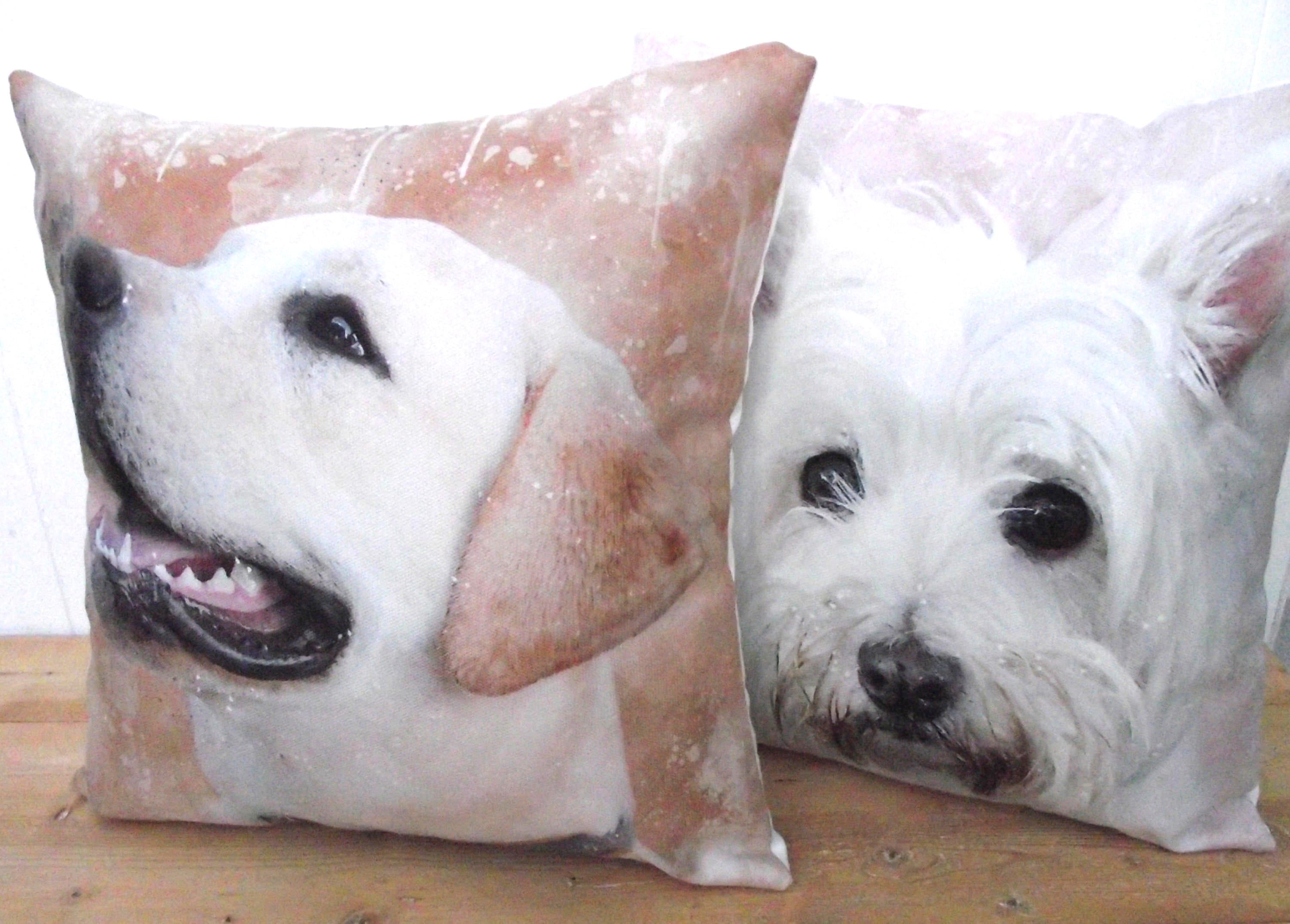 Golden Labrador Pillow, Watercolor Dog Cushion, UK Artist Cushion, Cover only or Cover + Pad