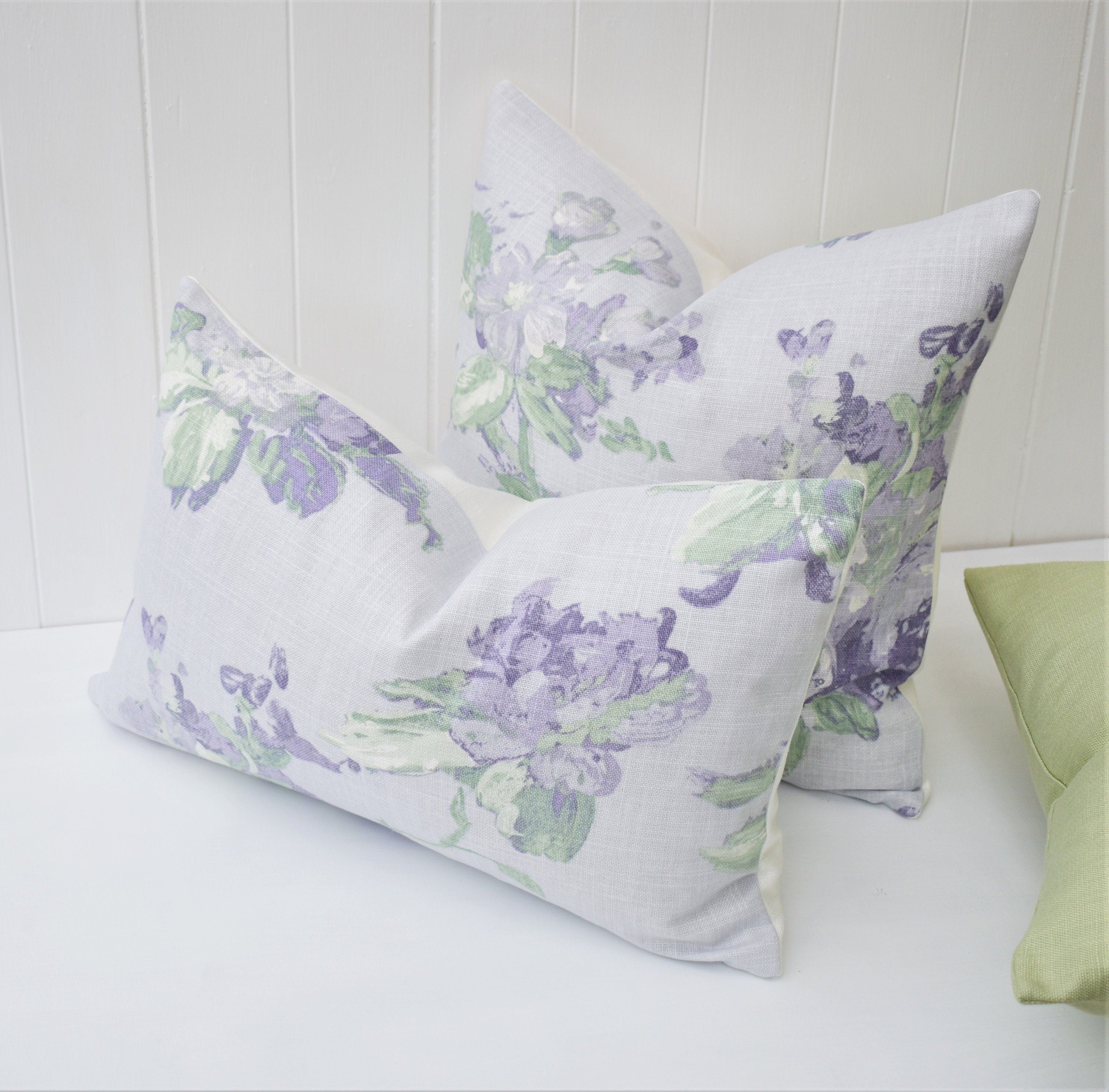 Laura Ashley Violetta Floral Cushion : Handmade Purple Pillow with Zip Closure