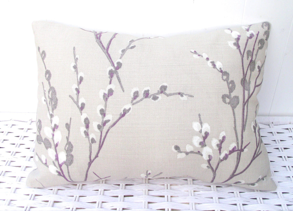 Laura Ashle Pussy Willow Natural Cushion, Rectangle Cushion with Laura Ashley Austen Natural with Zip Fastening