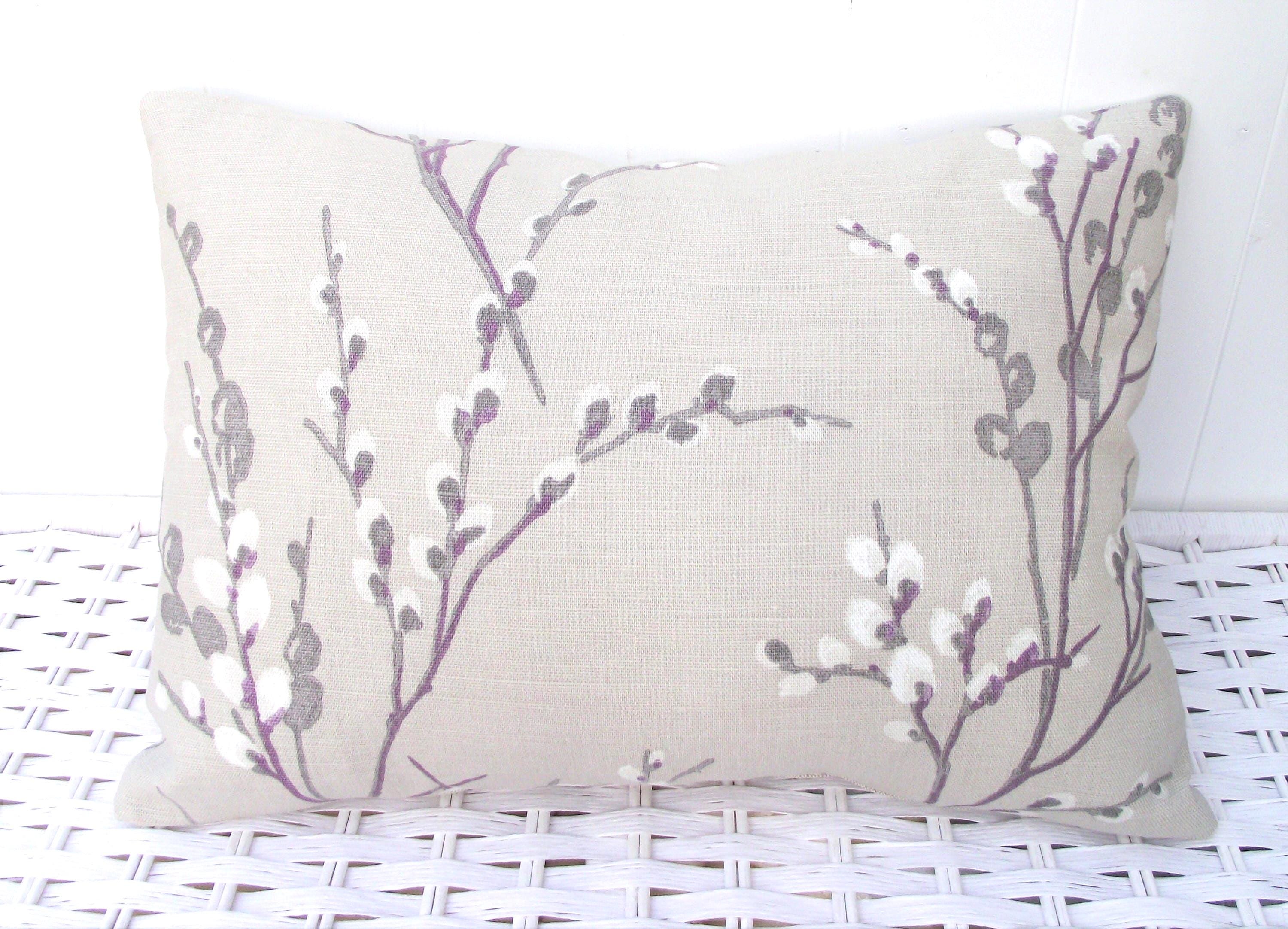 Laura Ashle Pussy Willow Natural Cushion, Rectangle Cushion with Laura Ashley Austen Natural with Zip Fastening