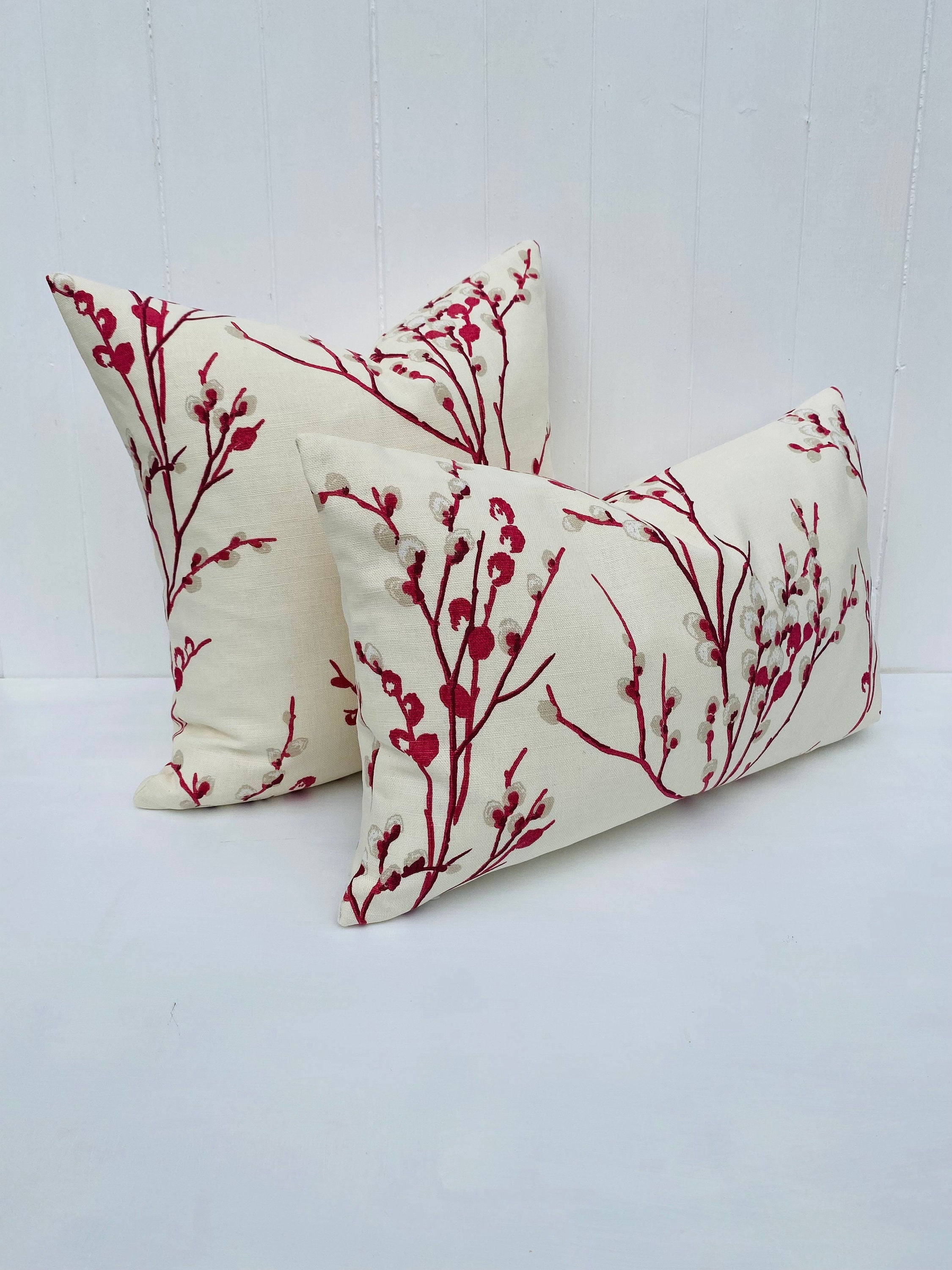 Laura Ashley Cranberry Pussy Willow Cushion, Same Fabric on both sides, Handmade with a Zip Fastening