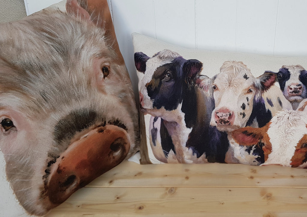 Pig Face Cushion: Wendy Darker Art Print Pillow, Cover only or Cover + Pad