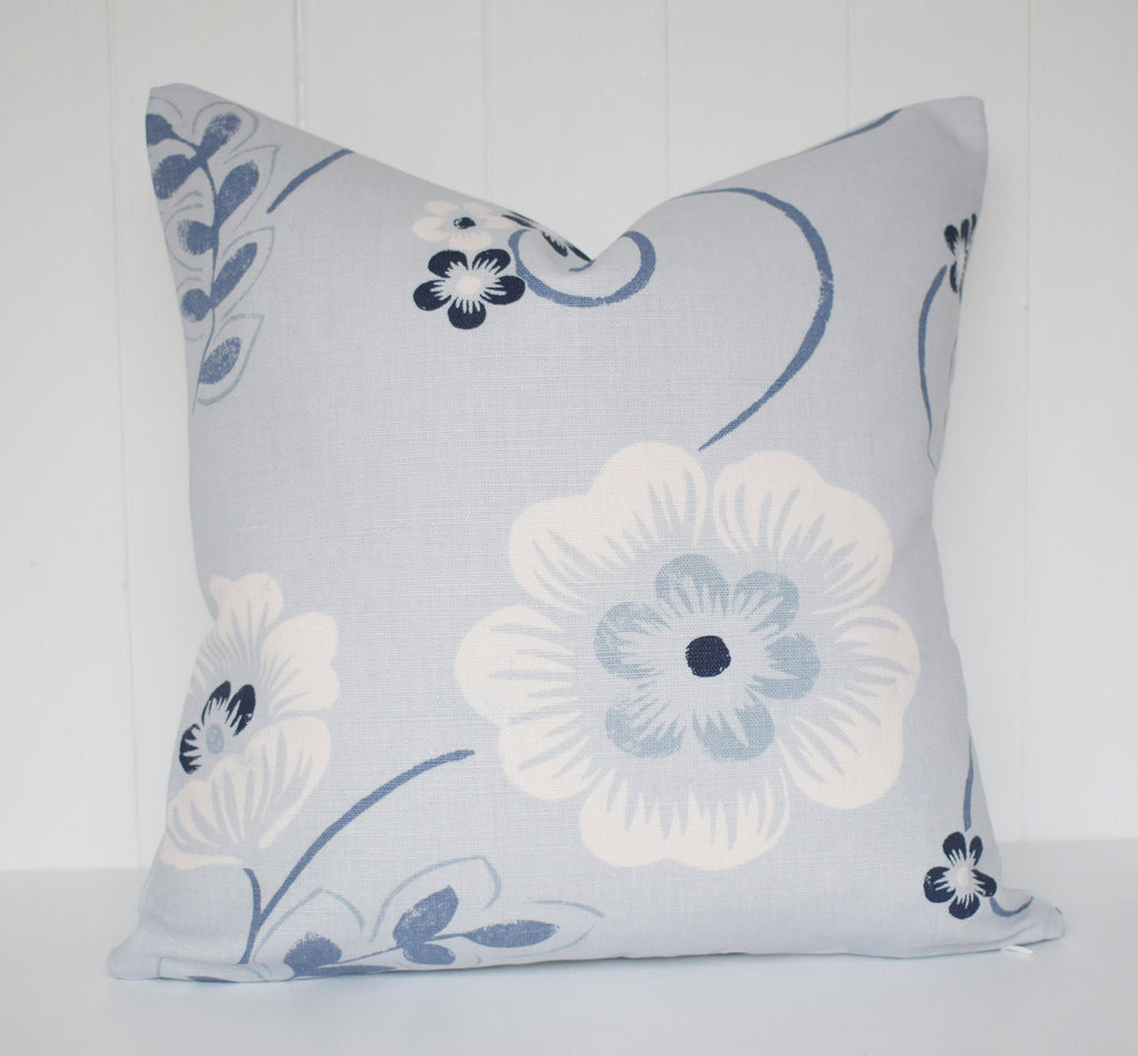 Laura Ashley Blue Floral Cushion : Lamorna Parisian on both sides, 16"