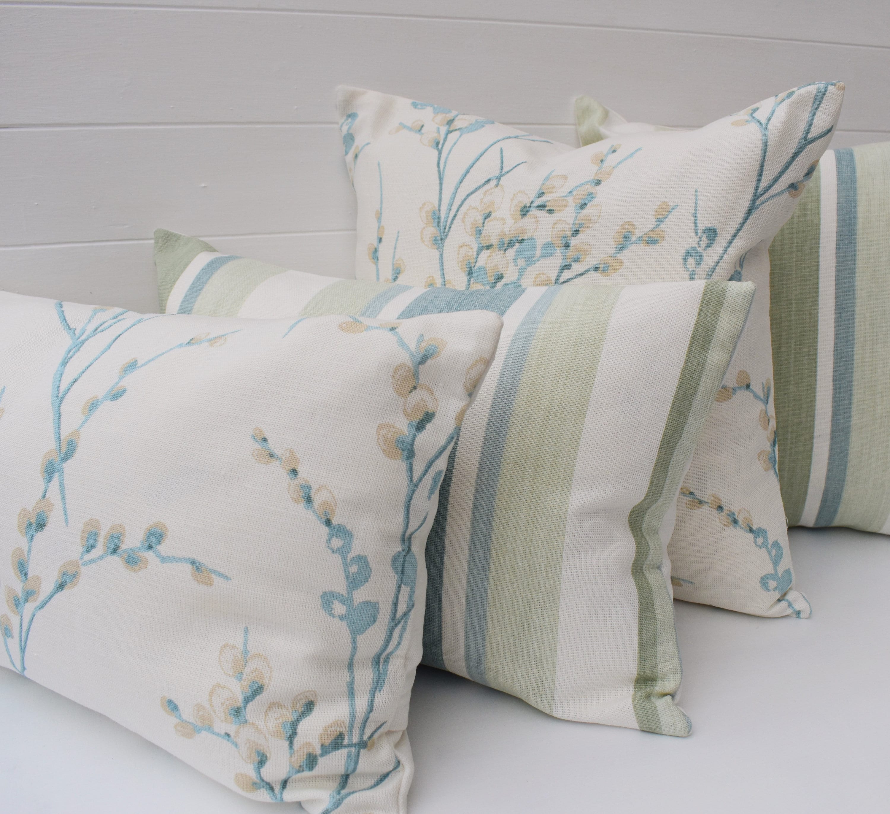 Laura Ashley Awning Stripe Duck Egg Cushion : Handmade with zip Fastening 16"