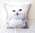 Snowy Owl Cushion: Watercolor Print Pillow, Handmade, Choice of Cover Only or Cover + Pad