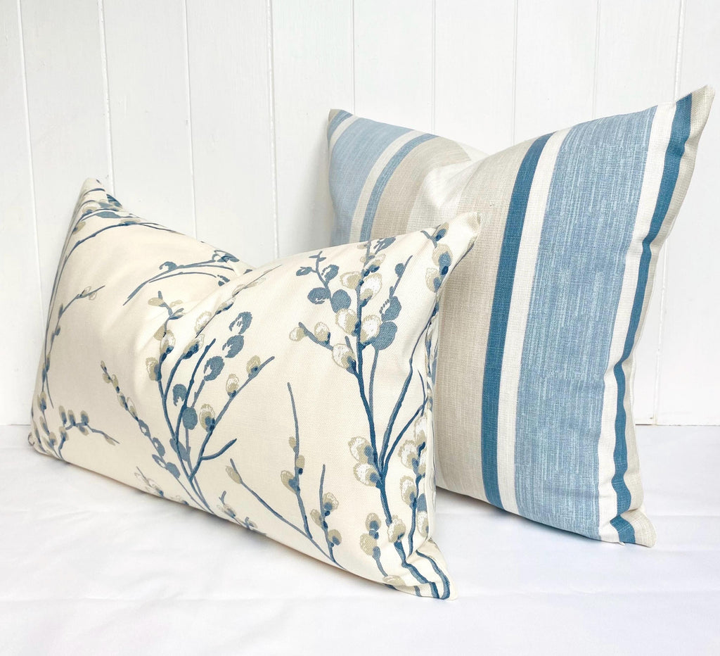 Laura Ashley Pussy Willow Blue Seaspray Cushion : Handmade with a Zip Fastening