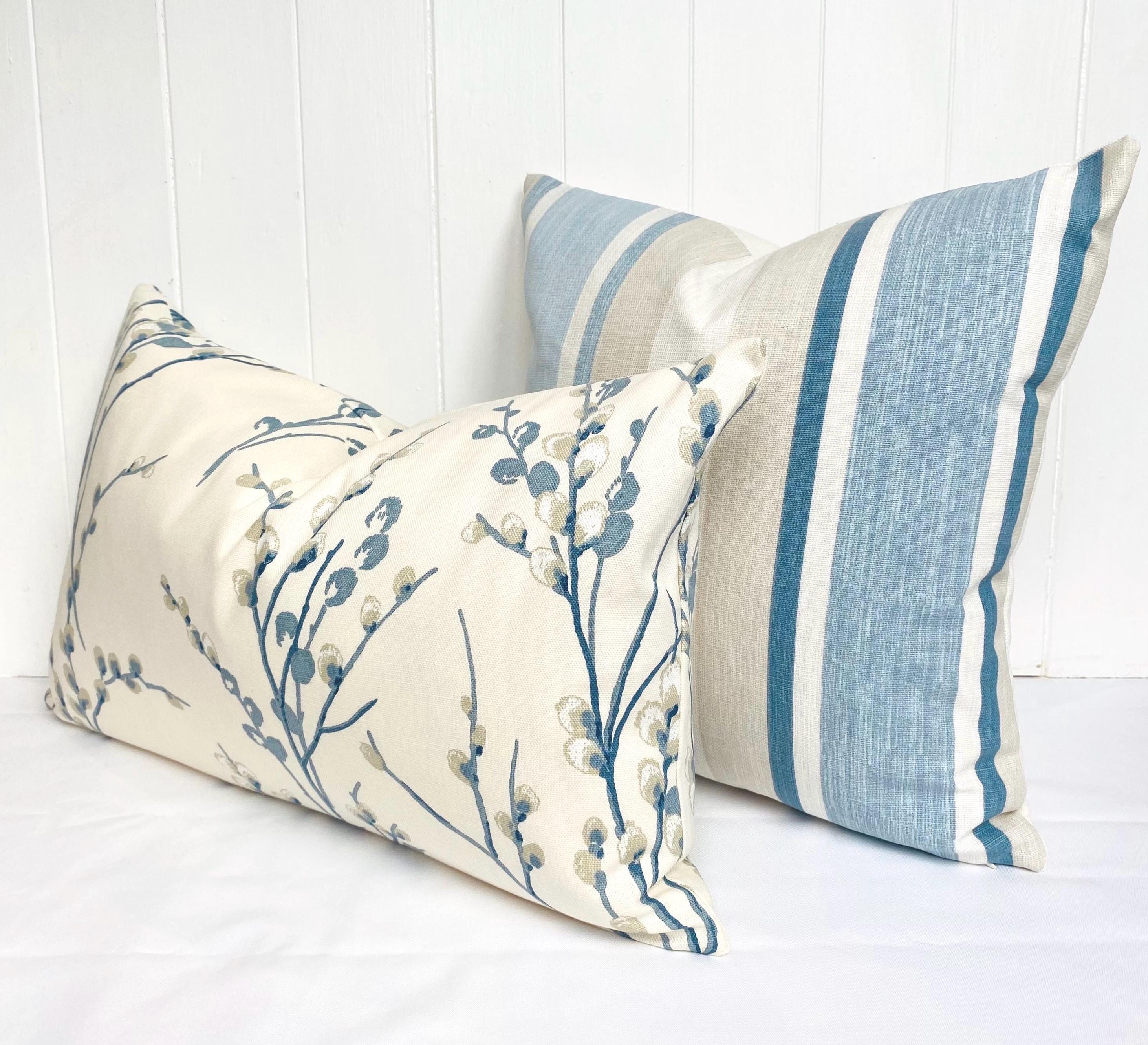 Laura Ashley Pussy Willow Blue Seaspray Cushion : Handmade with a Zip Fastening