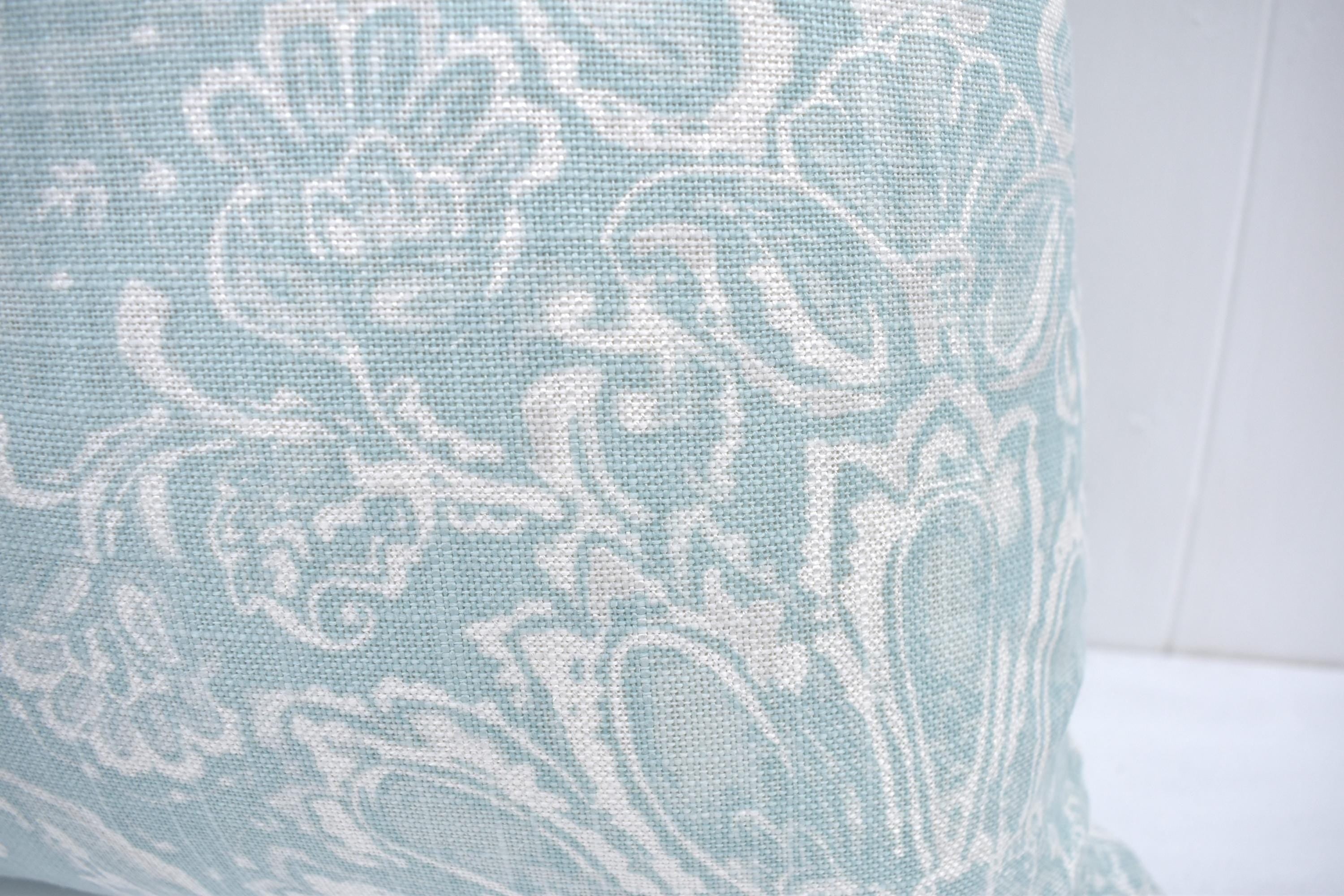 Laura Ashley Maddox Duck Egg Cushion : Handmade with Pattern on both sides and zip fastening, 16"