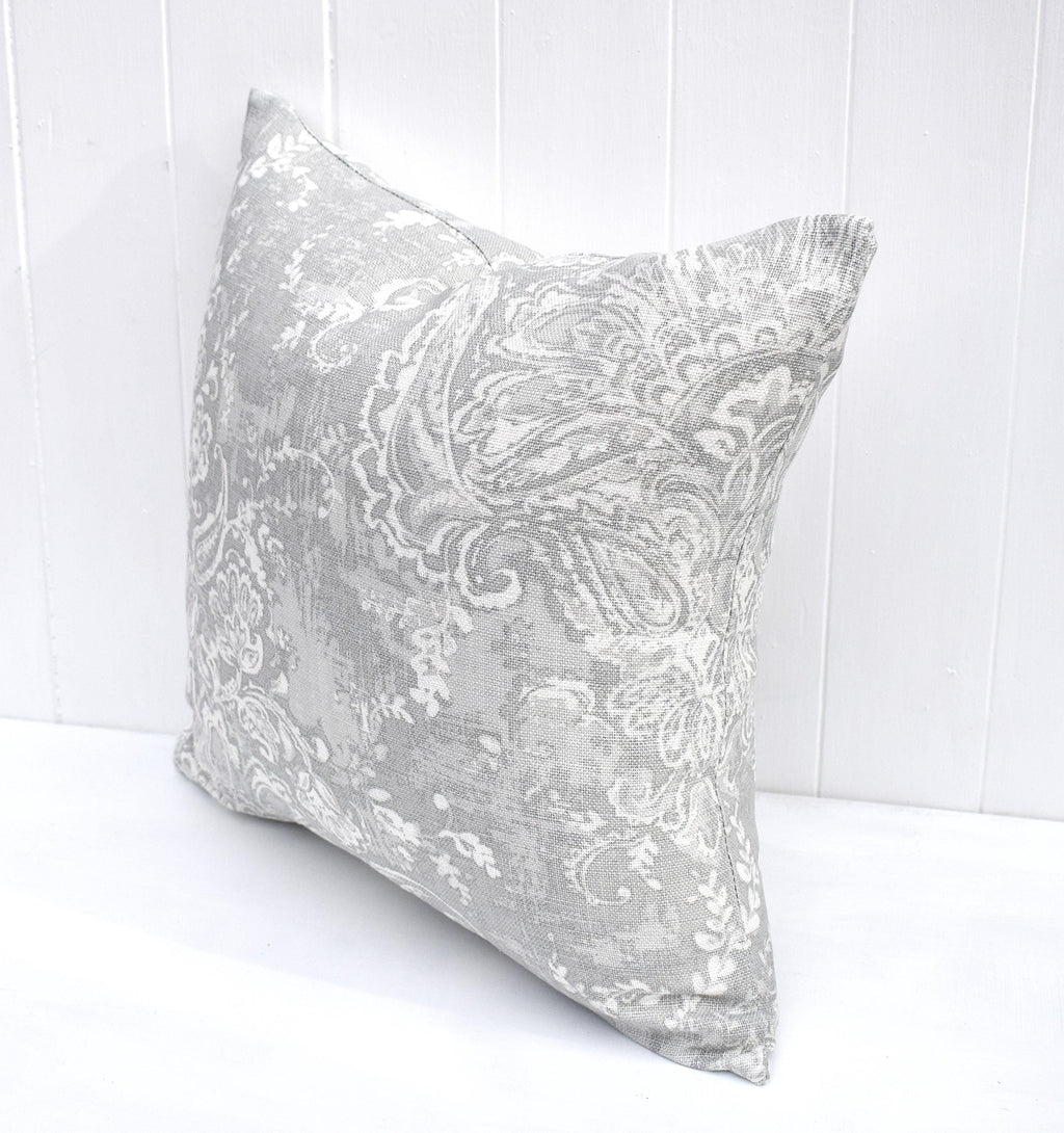Laura Ashley Maddox Silver Cushion, The Same Fabric on both sides, Handmade with a zip fastening 16"