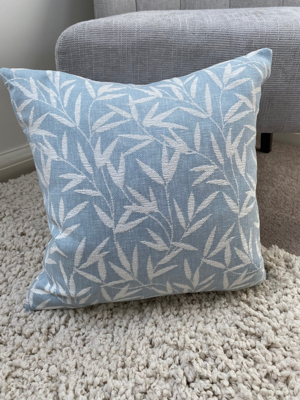 Laura Ashley Willow Leaf Seaspray Cushion, Handmade in soft Chenille Fabric