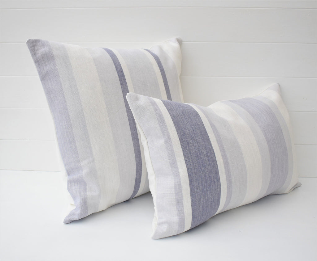 Handmade Laura Ashley Purple Stripe Cushion: Pale Iris Pillow with Zip Closure