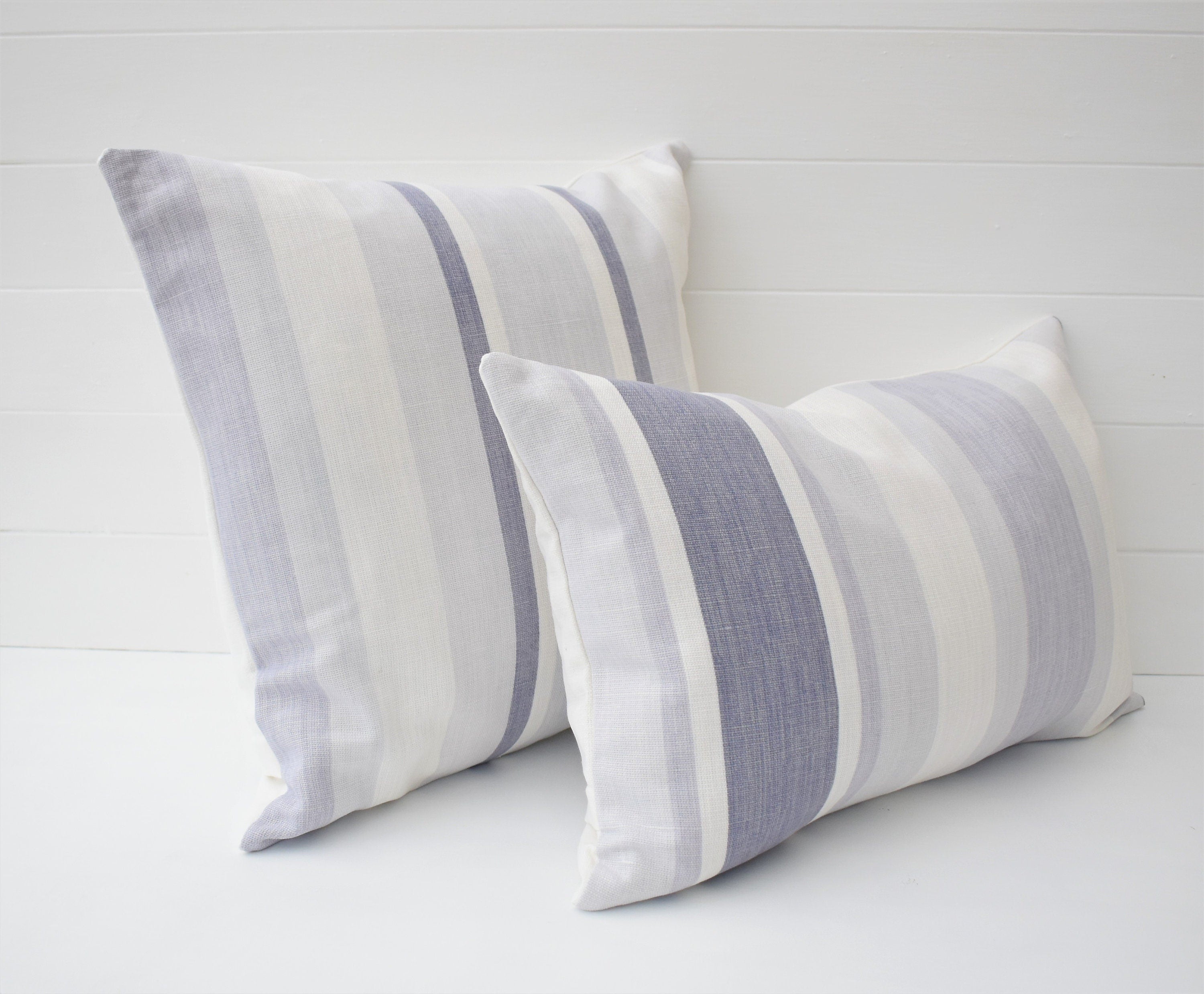 Handmade Laura Ashley Purple Stripe Cushion: Pale Iris Pillow with Zip Closure