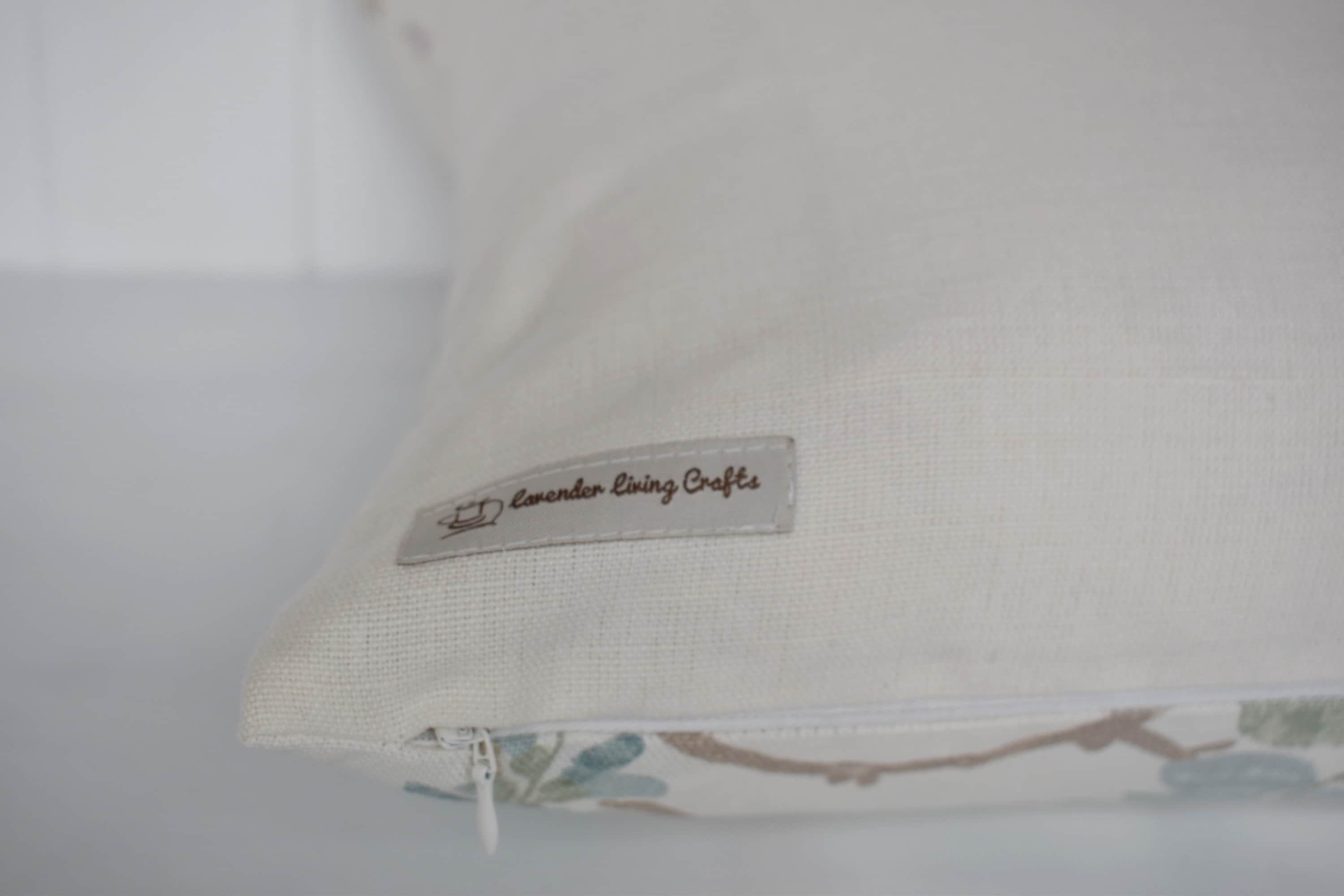 Laura Ashley Duck Egg Wisteria Cushion, backed with Laura Ashley Austen Off White, 16” Handmade with a Zip Fastening