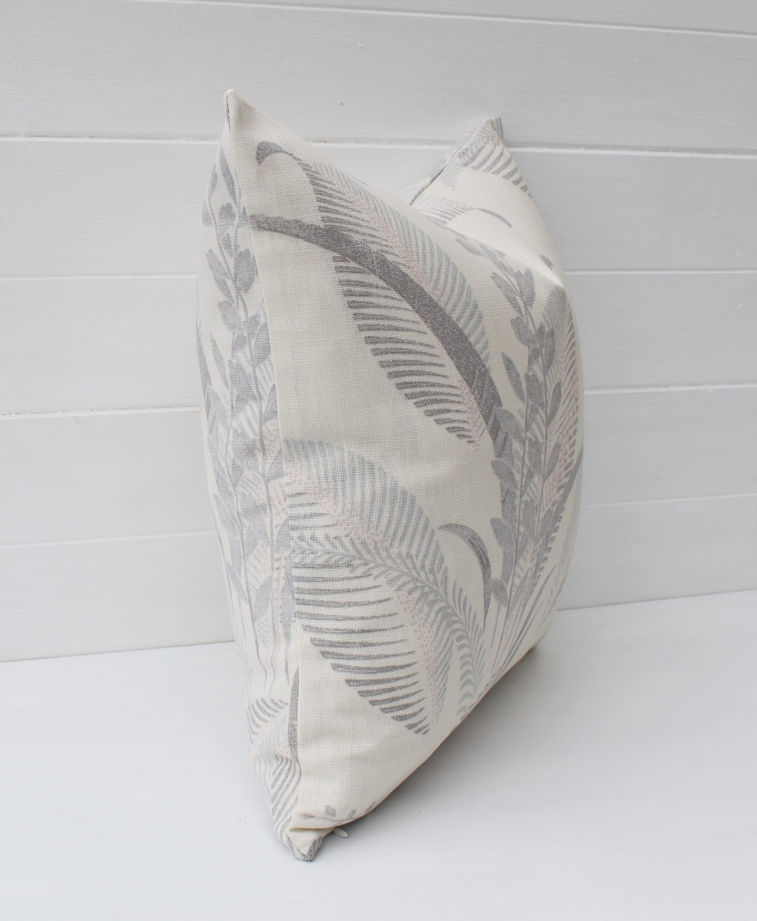 Laura Ashley Floral Cushion : Handmade in Palms Silver with Zip Closure