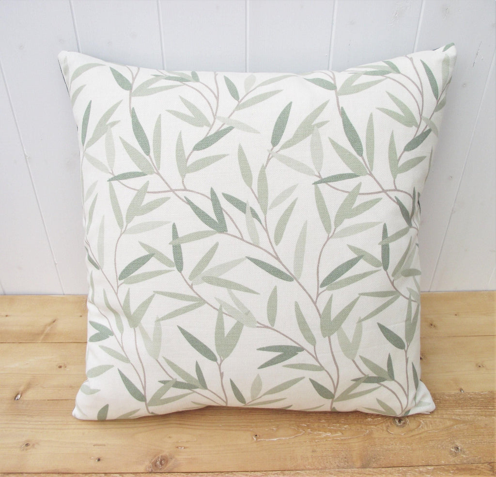 Laura Ashley Green Willow Leaf Cushion : Willow on both sides, Handmade with a Zip Fastening