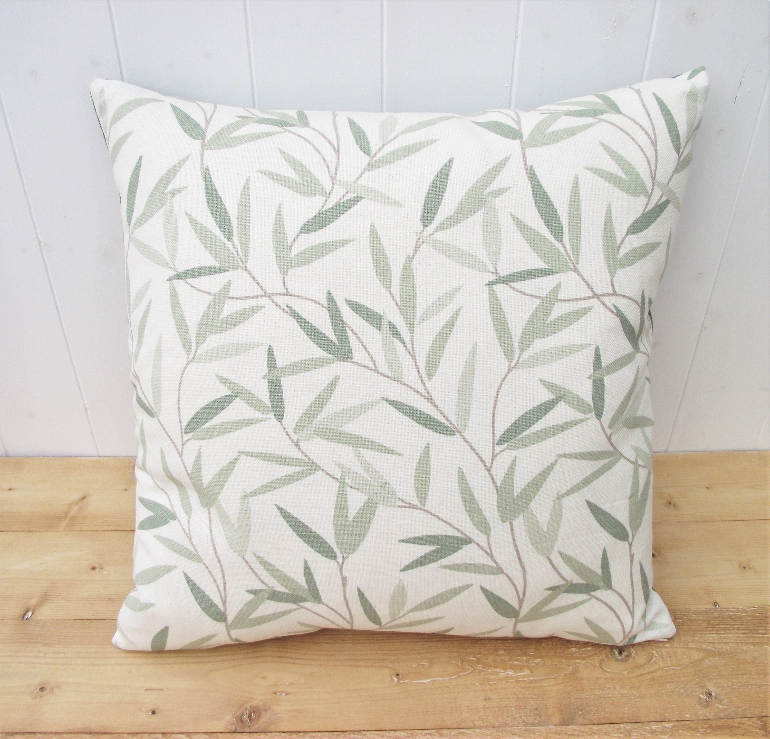 Laura Ashley Green Willow Leaf Cushion : Willow on both sides, Handmade with a Zip Fastening
