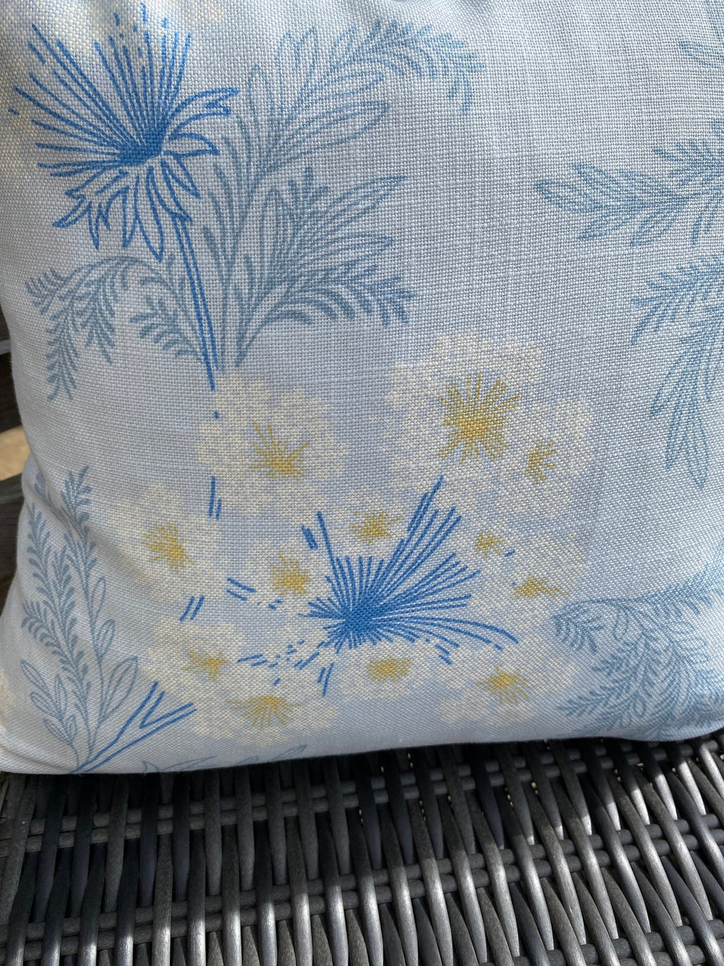Laura Ashley Sandford Seaspray Cushion, Blue Floral Fabric both sides, Handmade with a Zip Fastening 16"