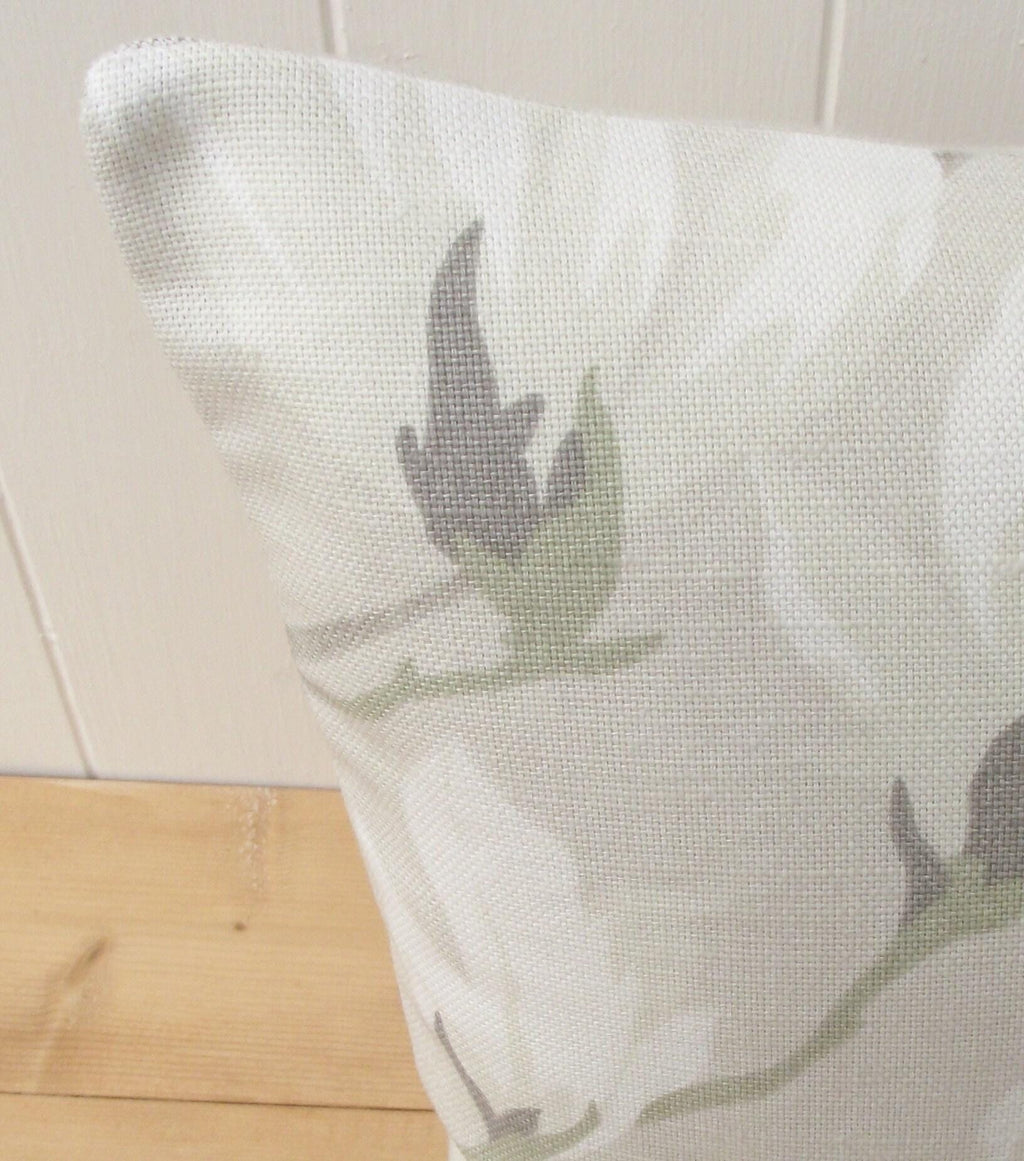 Laura Ashley Magnolia Grove Natural Cushion : Handmade backed in Austen Natural with Zip Closure 18" by 12"