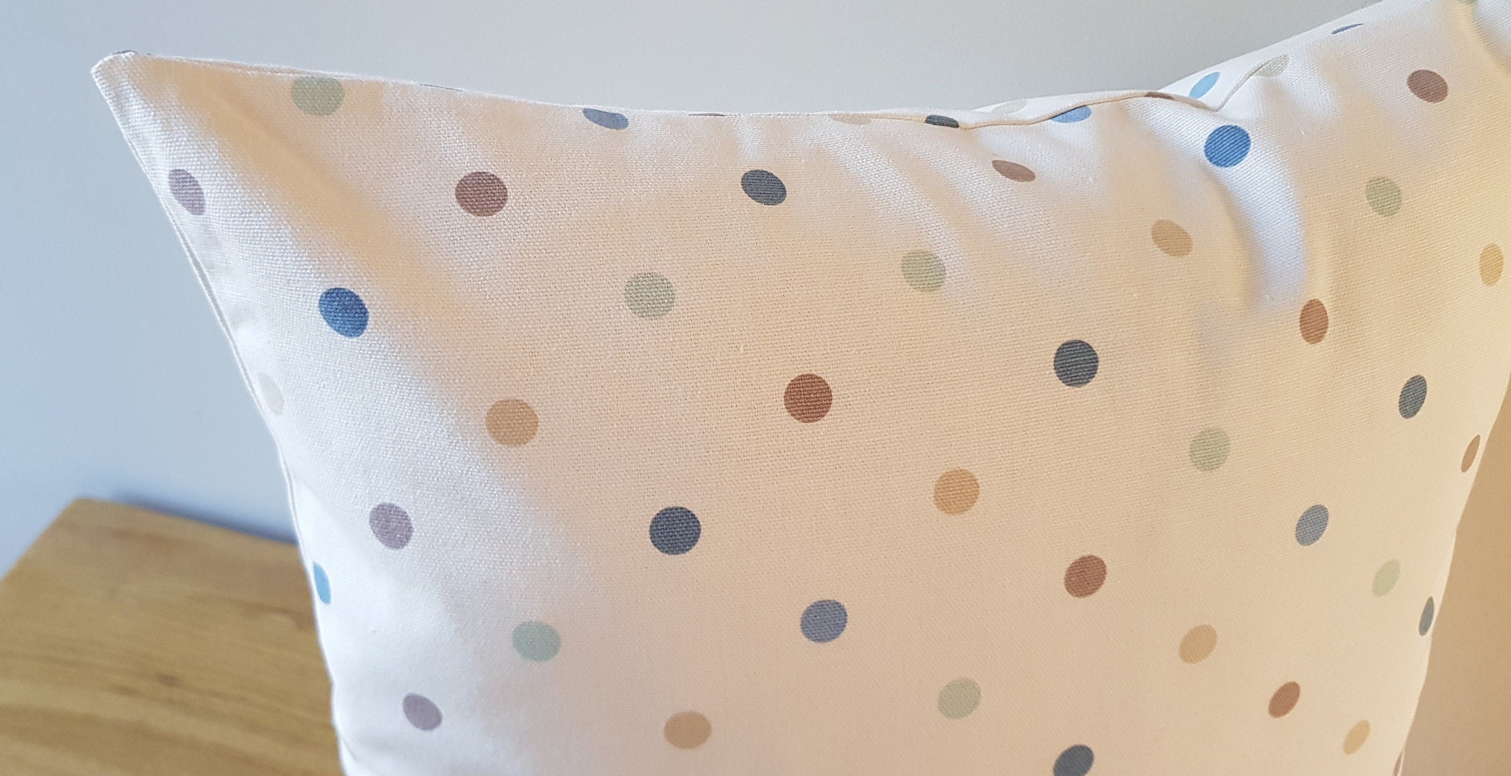 Handmade Polka Dot Cushion: Duck Egg Blue Decorative Pillow