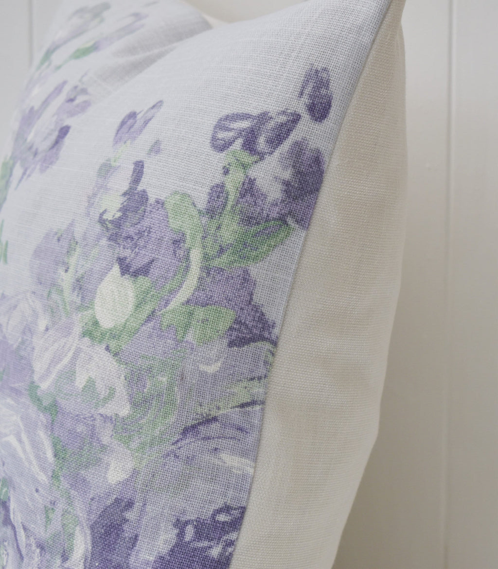 Laura Ashley Violetta Floral Cushion : Handmade Purple Pillow with Zip Closure